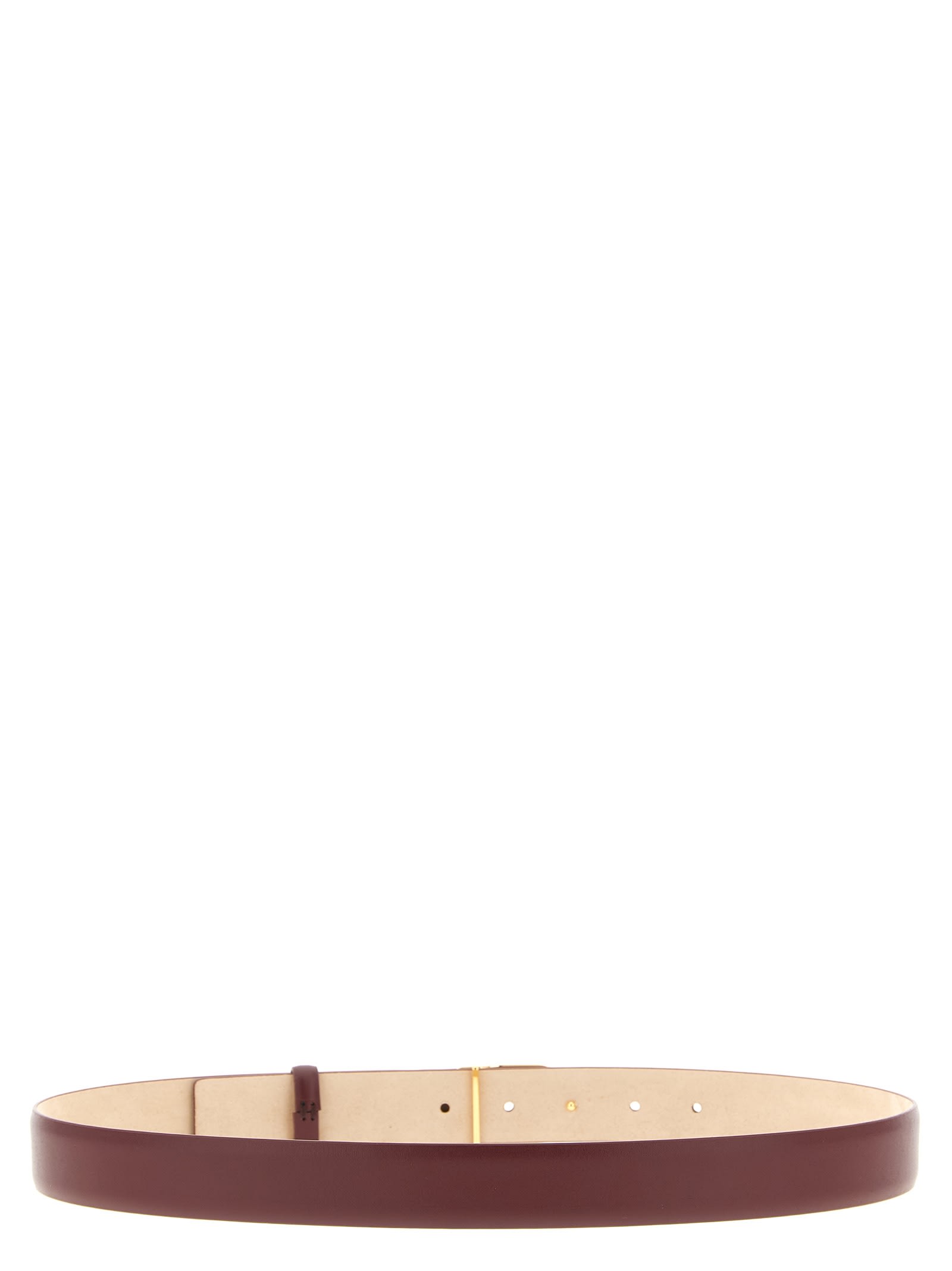 Khaite Smooth Saddle Leather Belt In Burgundy