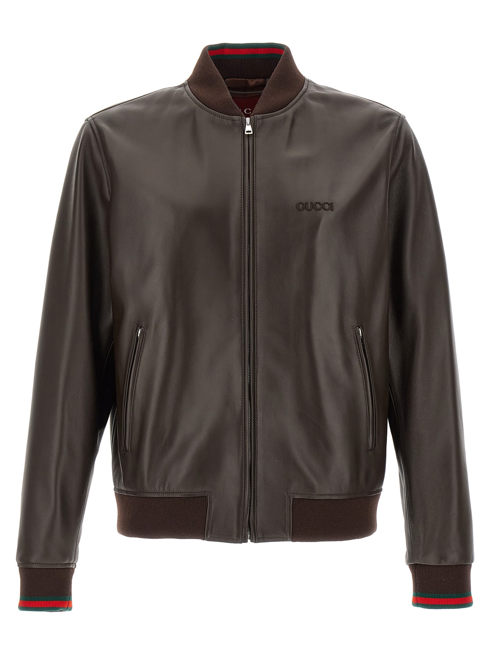 Gucci Web Tape Bomber Jacket In Brown