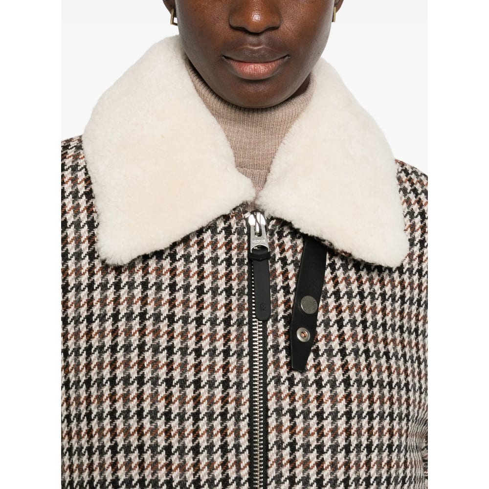 Mackage Wool-blend Houndstooth Rhett-ht Bomber Jacket In Neutral