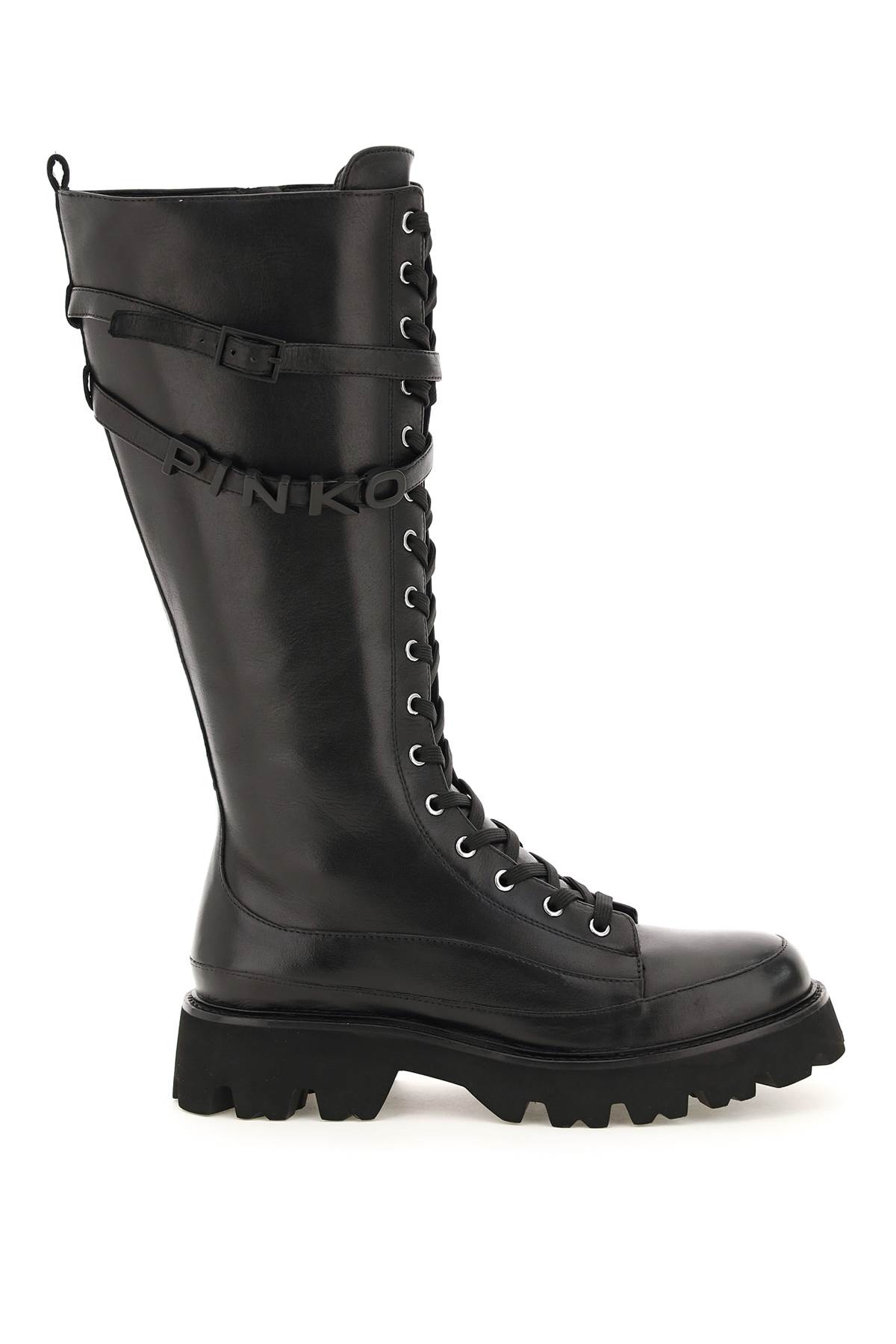 Pinko Leather High Combat Boots