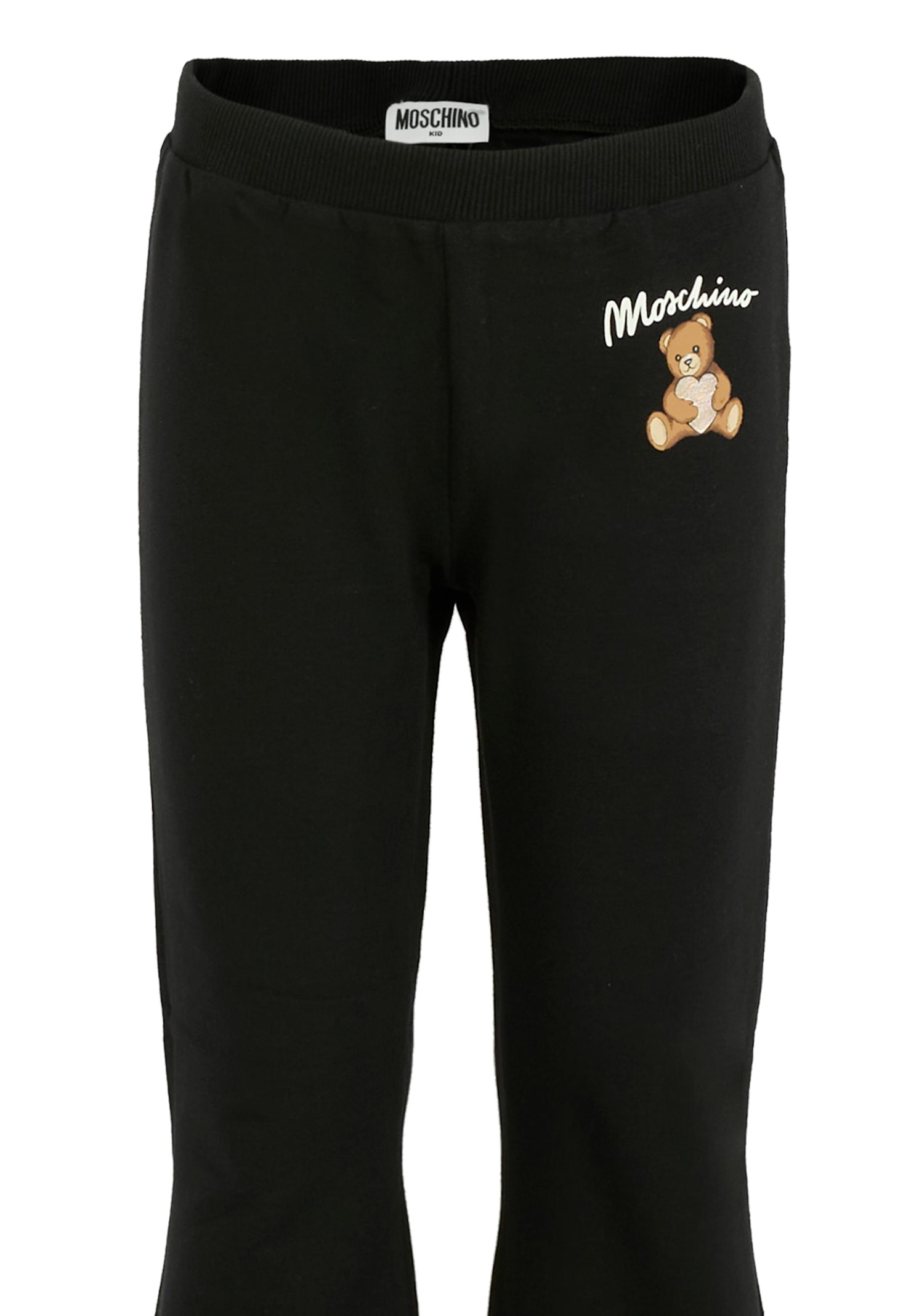 Moschino Black Leggings For Girl With Teddy Bear In Multi
