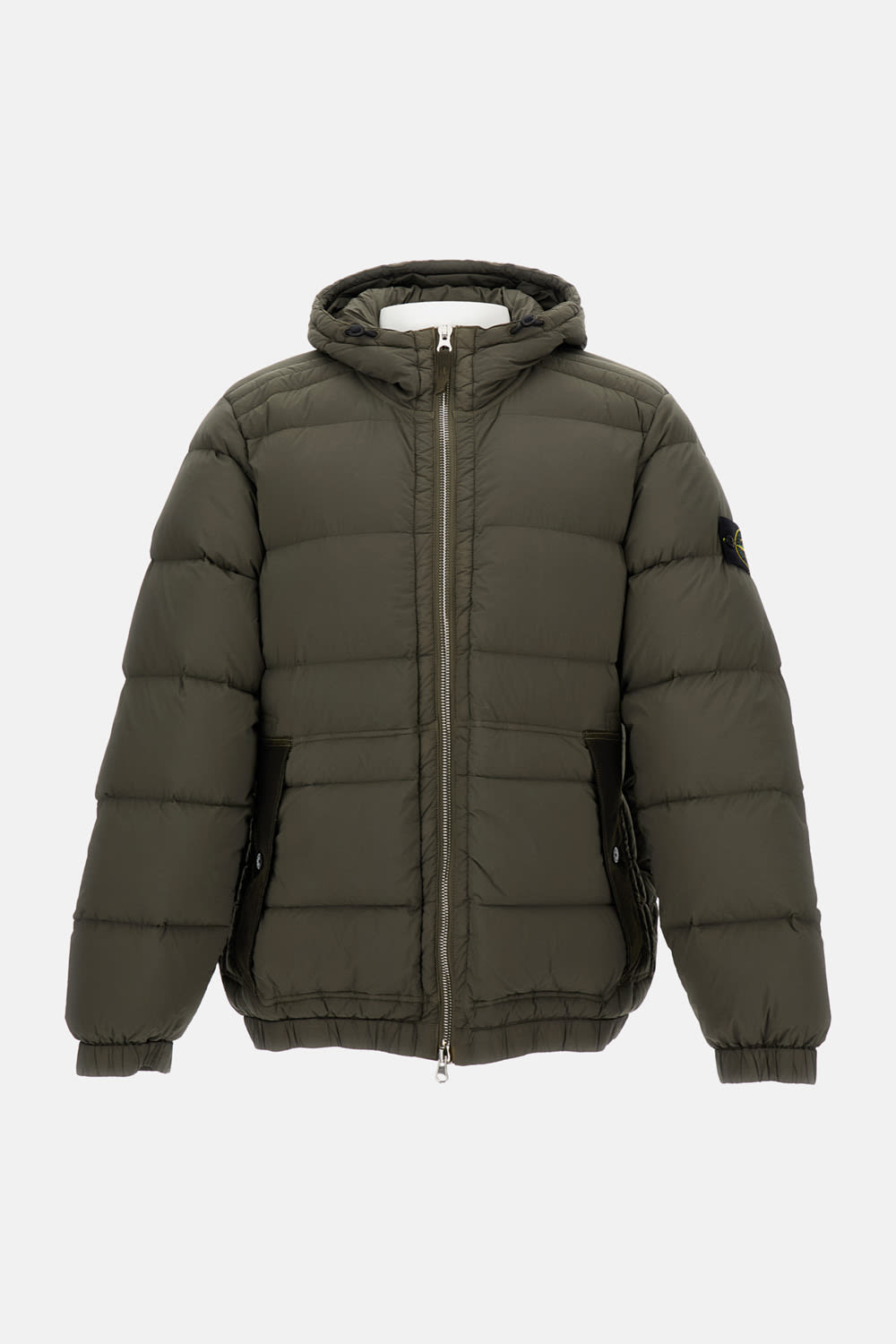 Stone Island Seamless Tunnel Hooded Down Jacket In Green