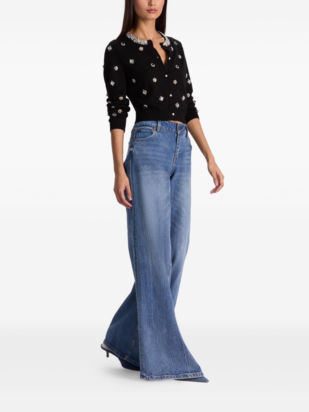 Alice And Olivia Alice + Olivia Dollie Wool Cardigan In Black