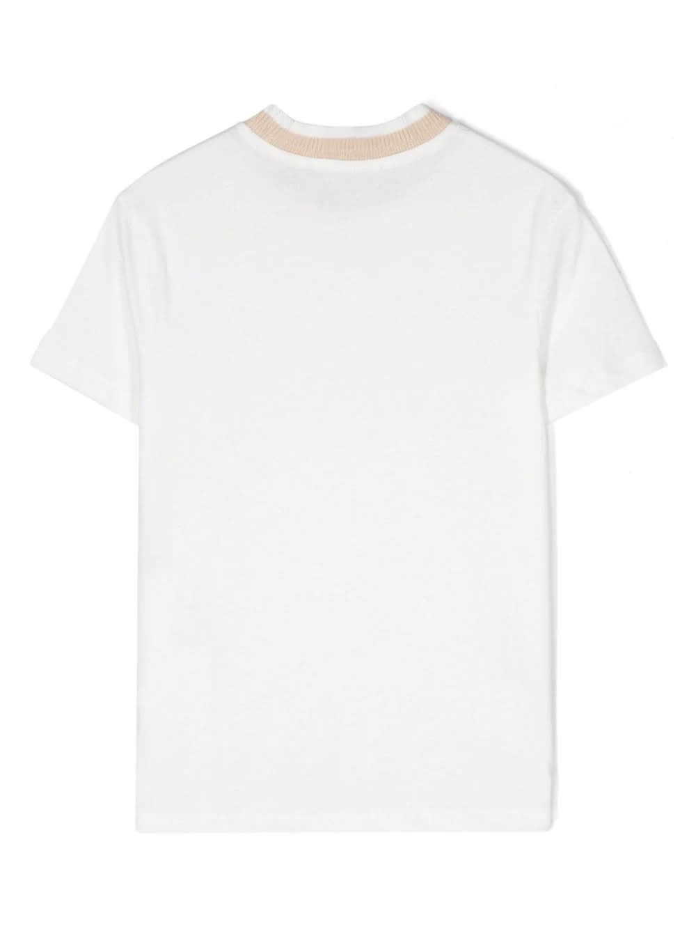Shop Eleventy White T-shirt With Beige Crew Neck