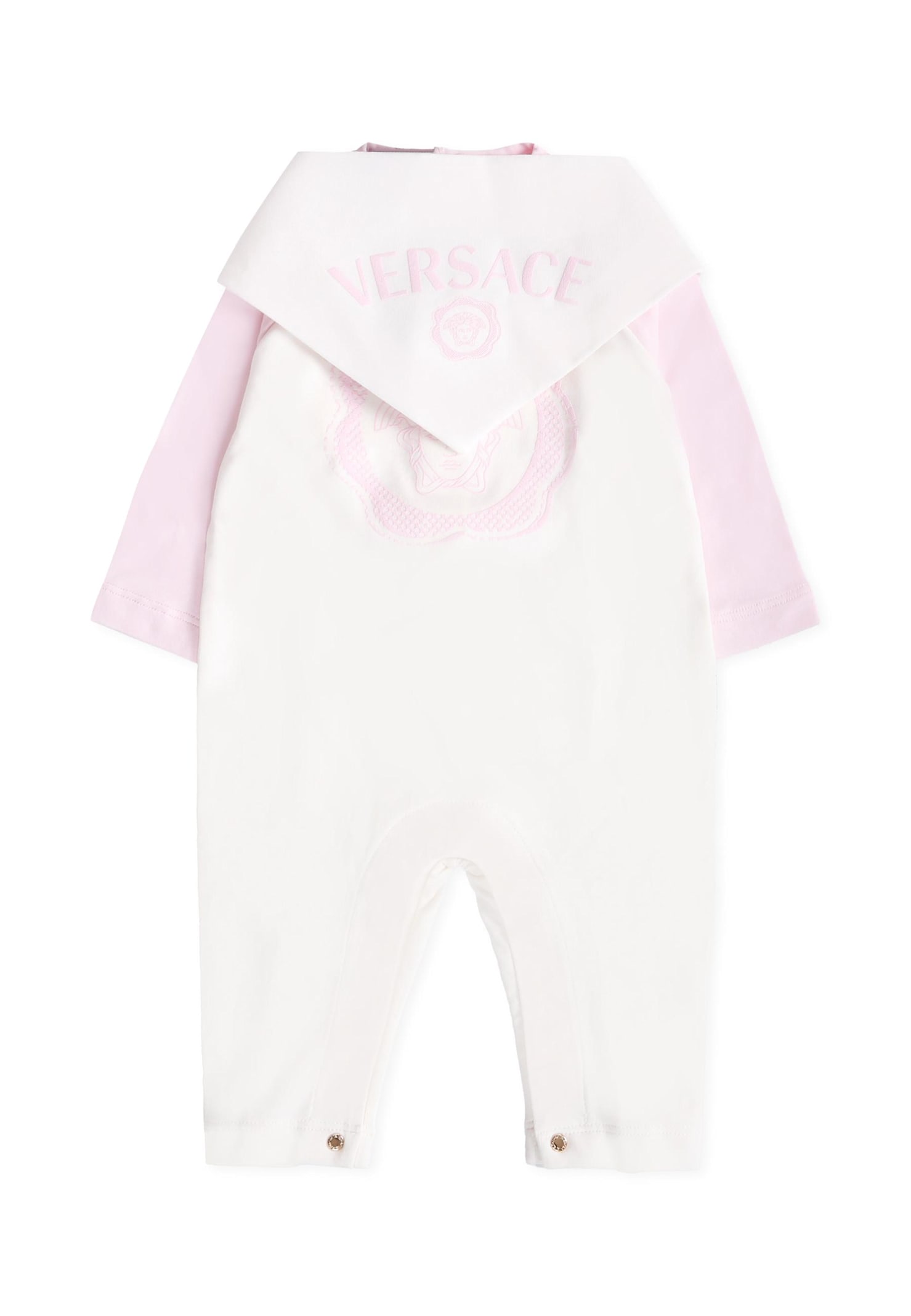 Versace Ivory And Light Blue Set With Medusa Fro Baby Boy In White