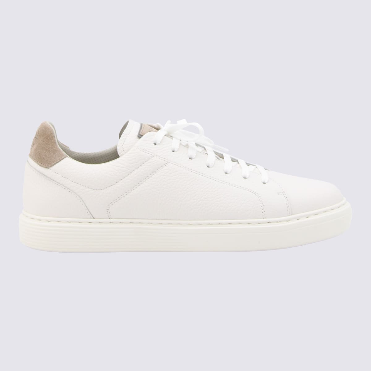 Shop Brunello Cucinelli White Leather Sneakers