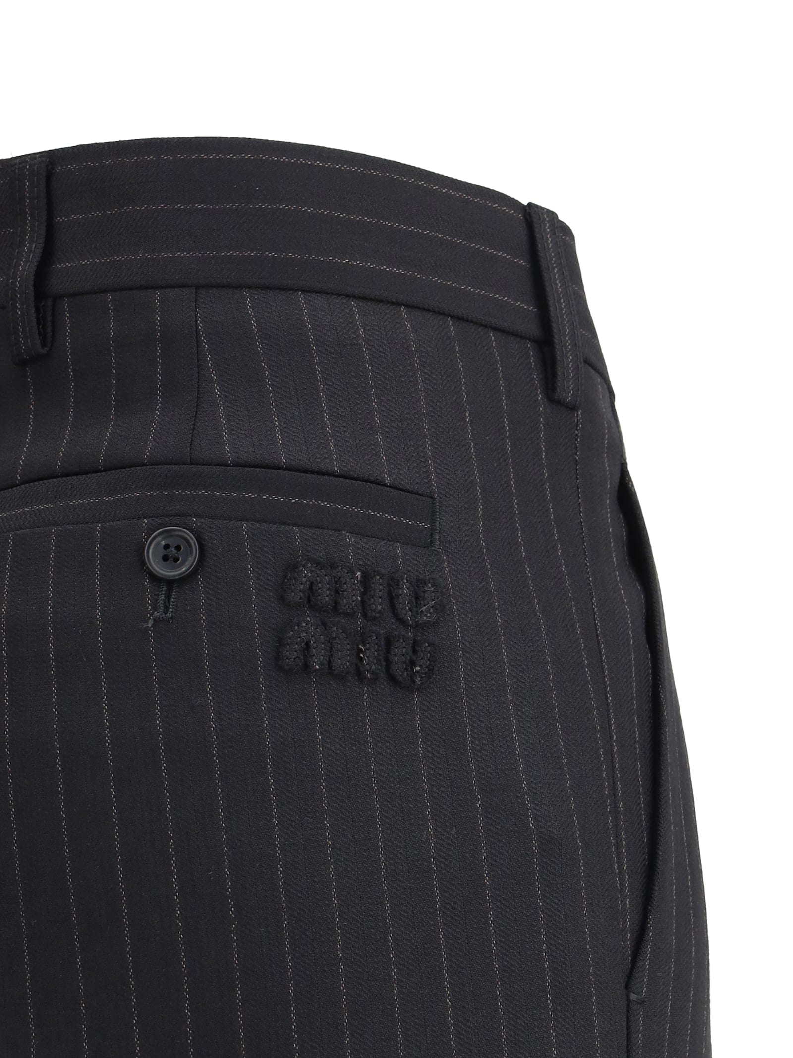 Miu Miu Pinstripe Straight-leg Trousers In Nero