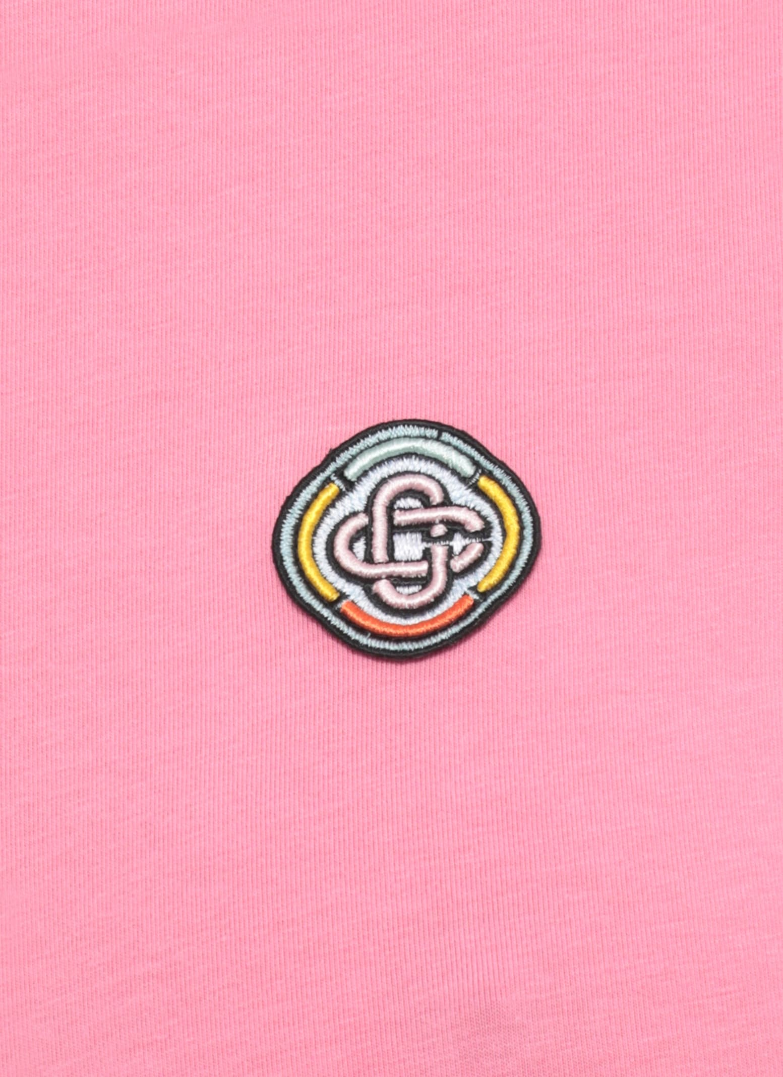 Casablanca Cropped Cotton T-shirt Embroidered Logo In Pink