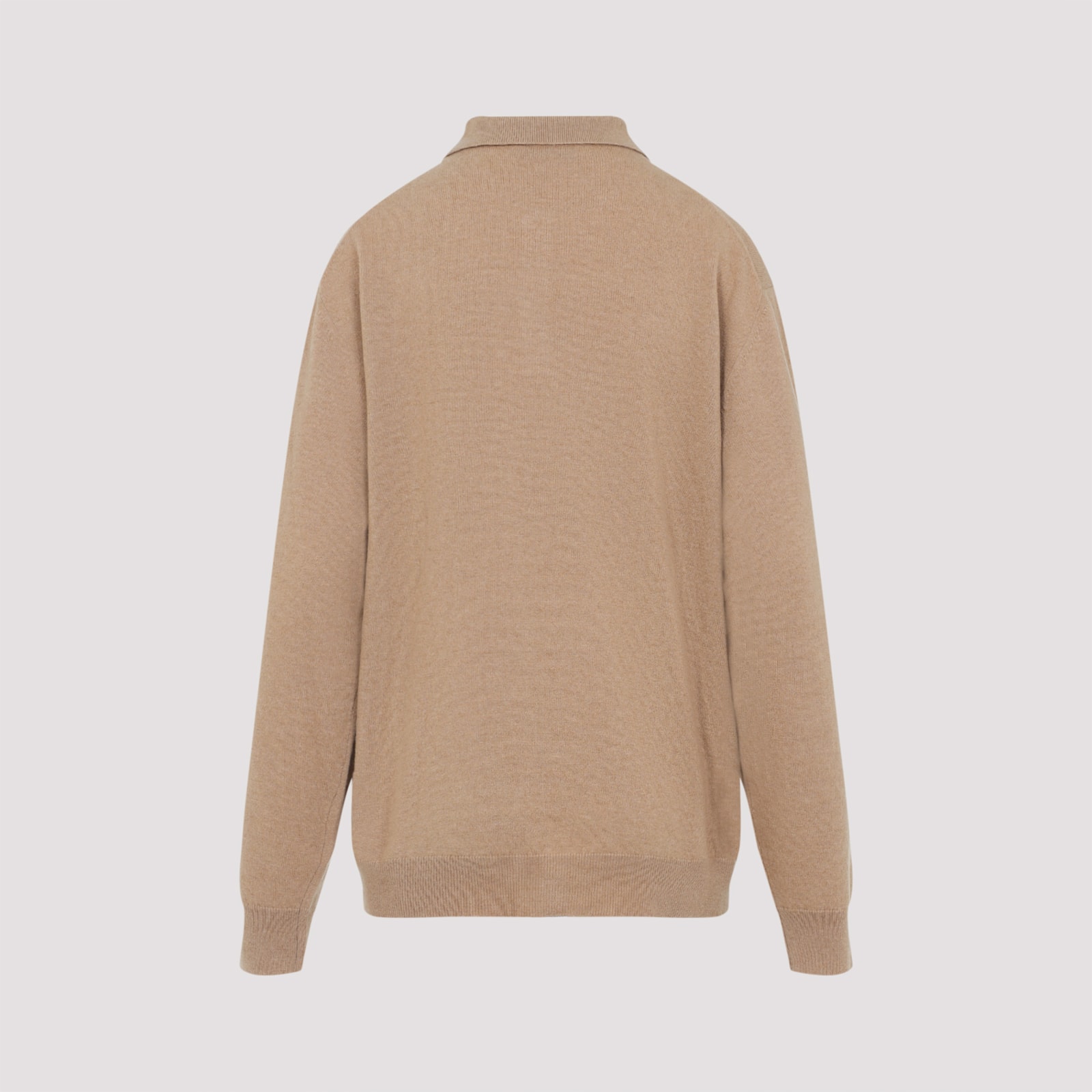Miu Miu Argyle Pattern Cashmere Polo Pullover In Brown