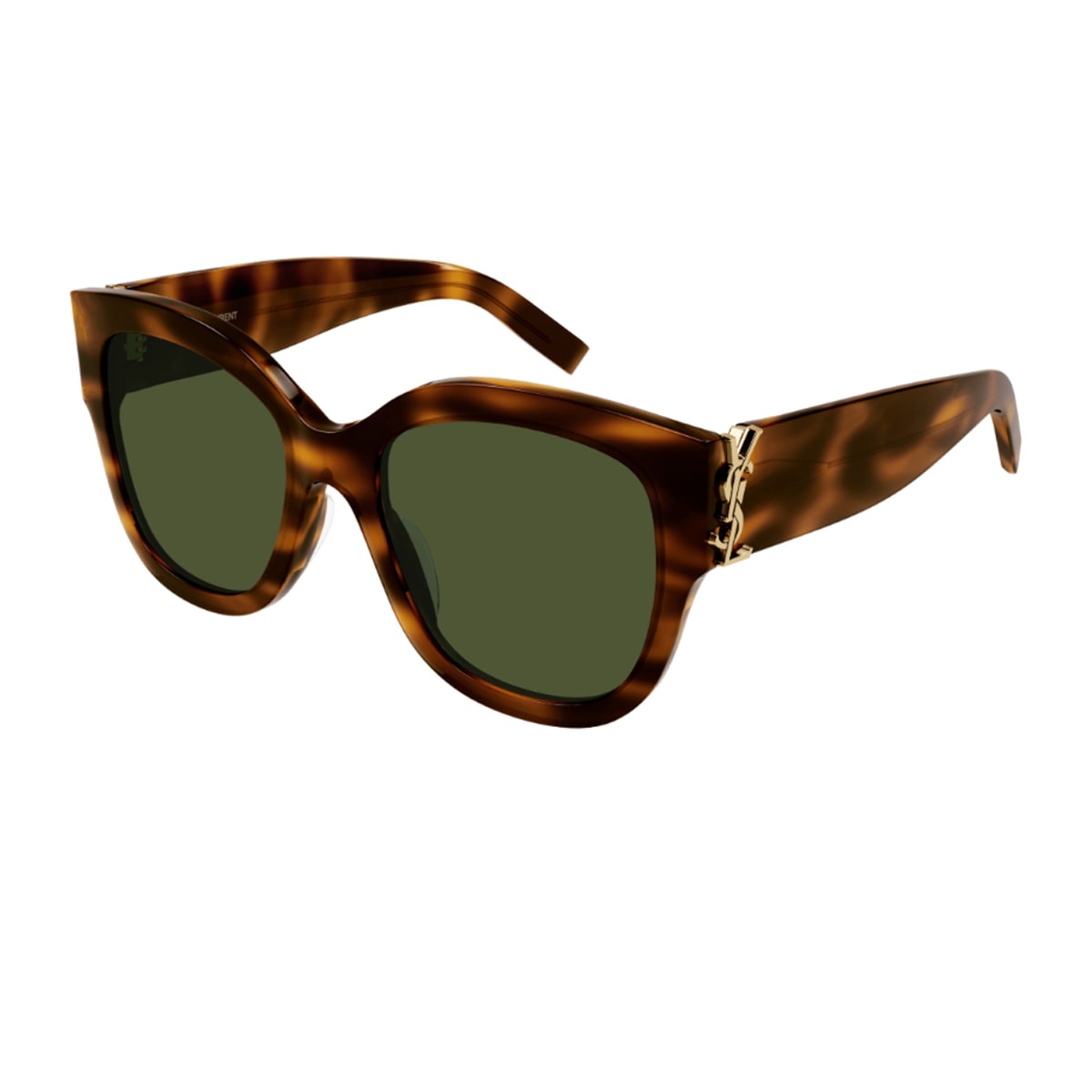 Saint Laurent Sl M95/f Linea Monogram 003 Havana Green Sunglasses In Brown