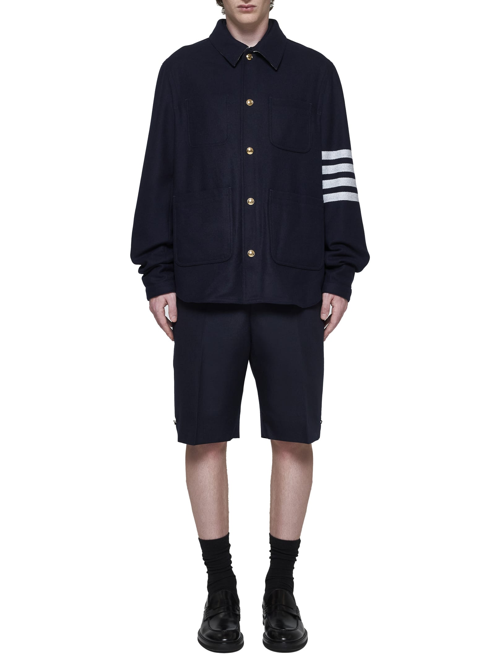 Shop Thom Browne Shorts In Blue