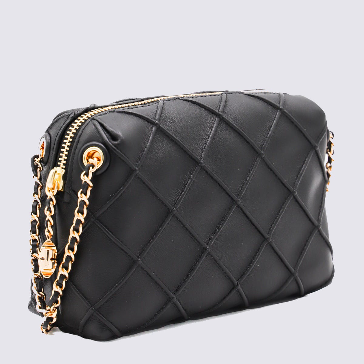 Tory Burch Black Leather Fleming Crossbody Bag In Black