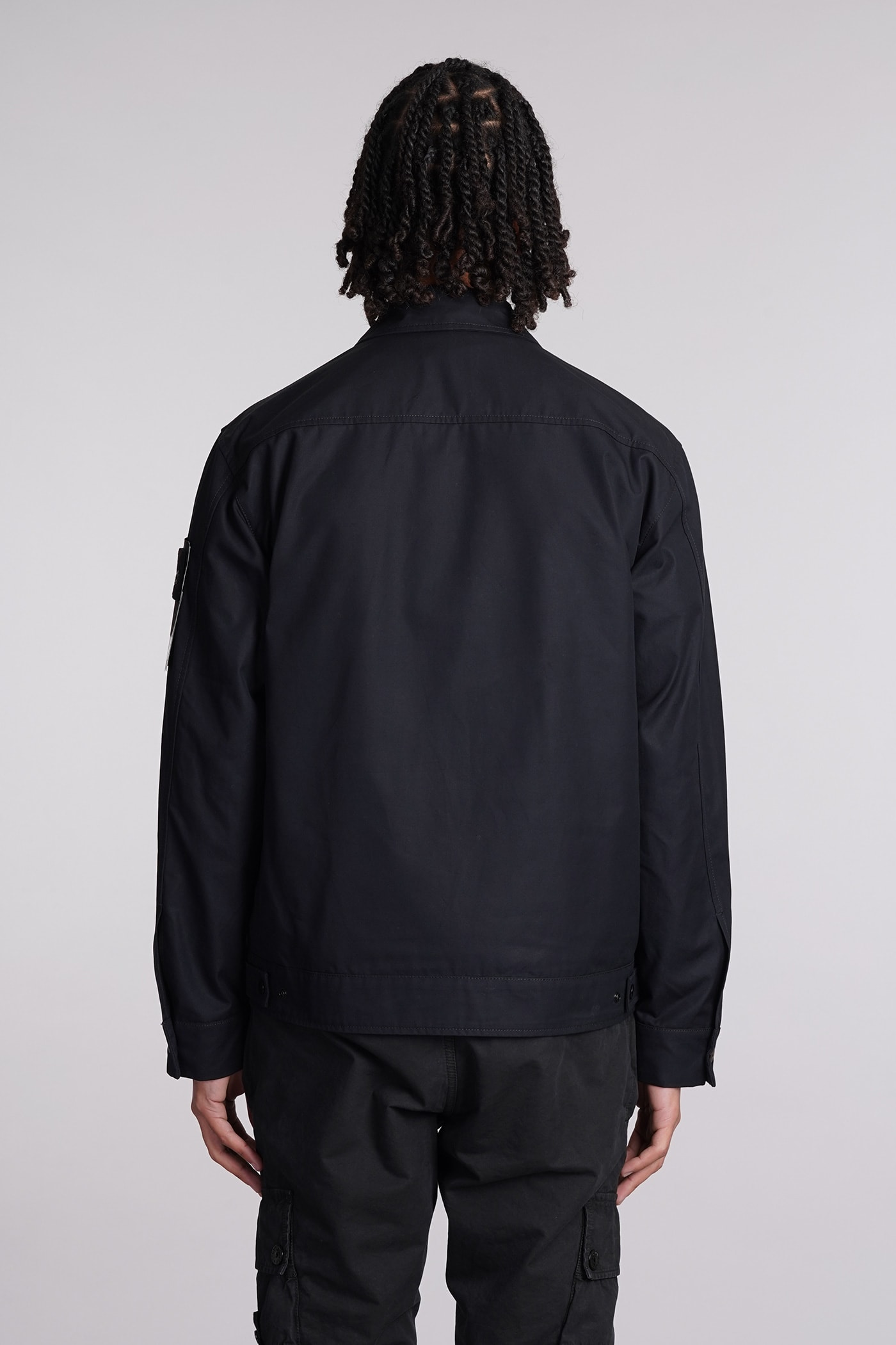 Shop Stone Island Casual Jacket In Black Cotton