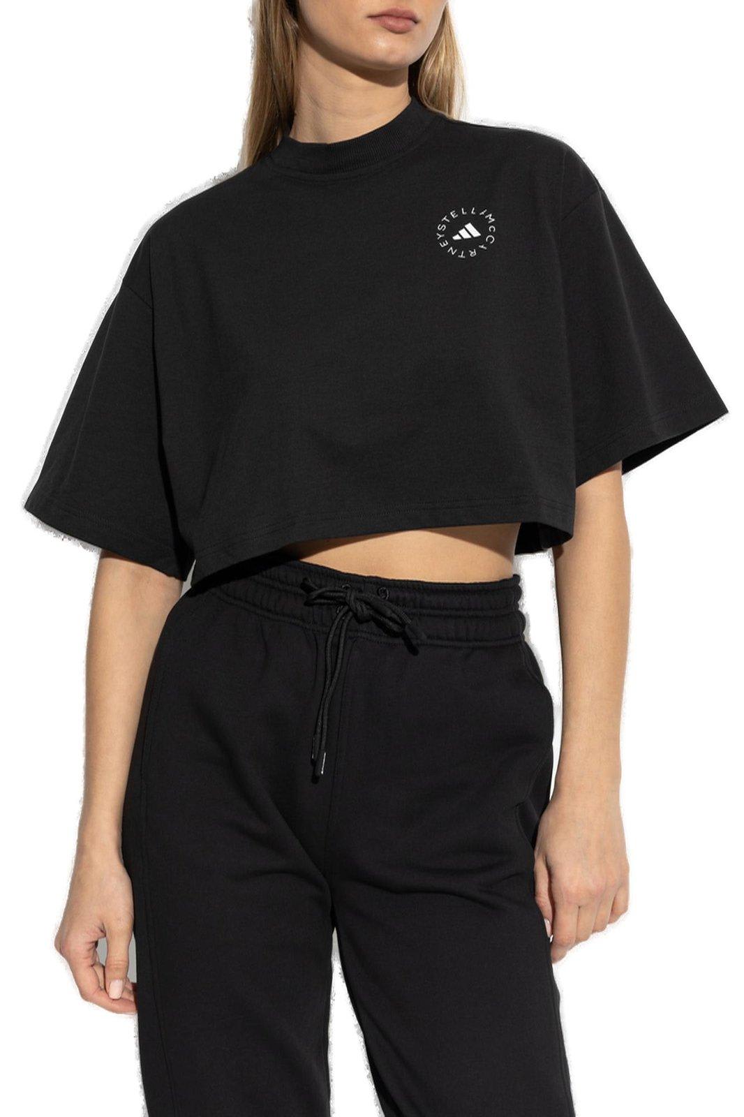 Adidas By Stella Mccartney Cropped T-shirt In Black