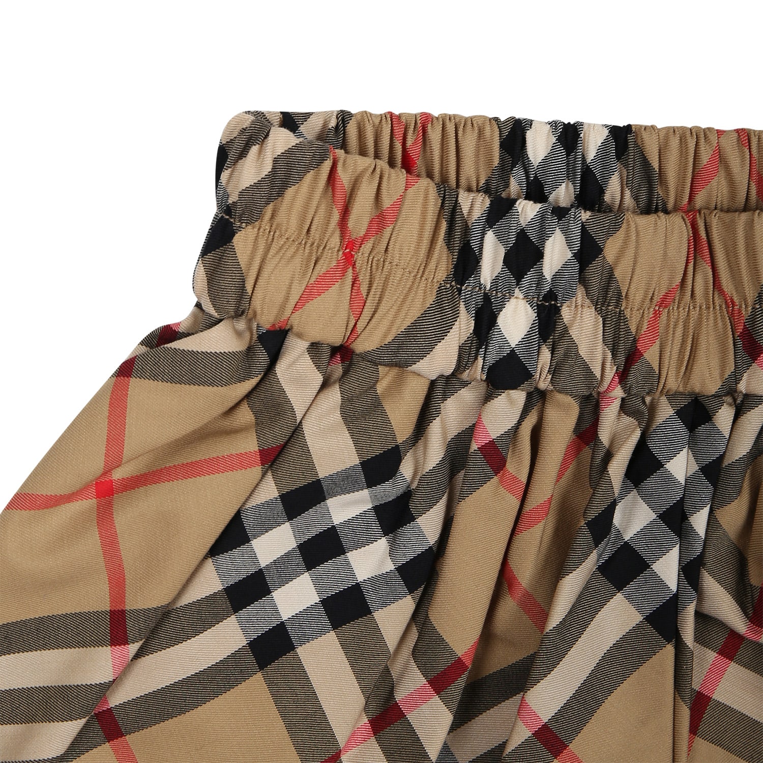 Shop Burberry Beige Shorts For Baby Girl With Iconic All-over Vintage Check