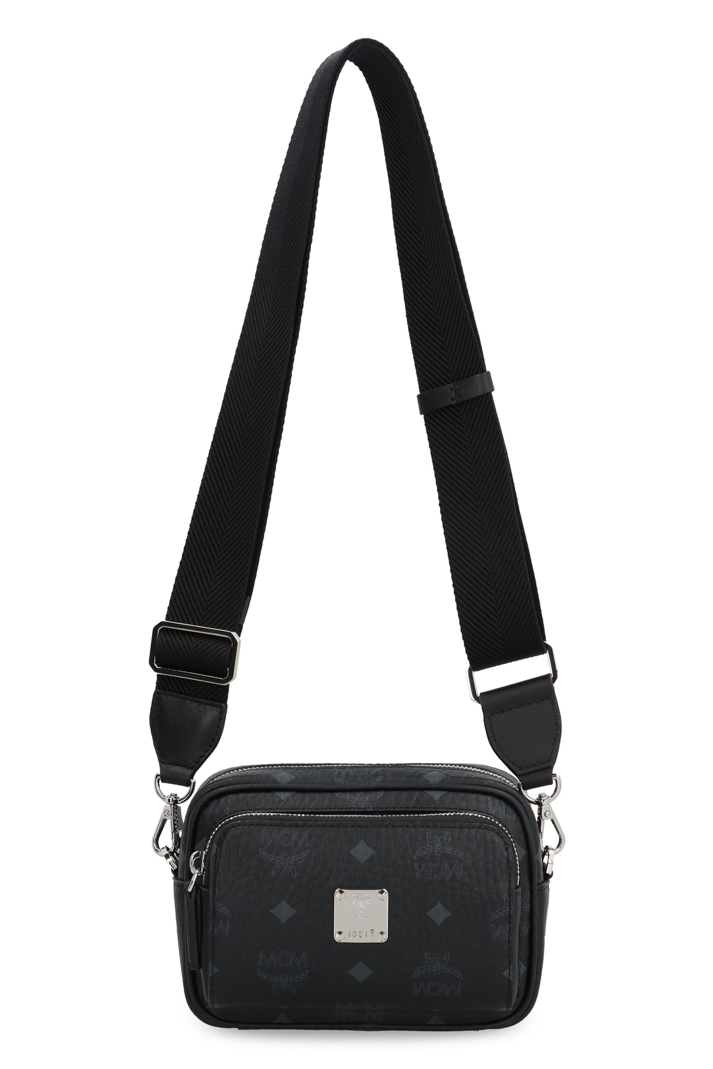 Shop Mcm Aren Mini Crossbody Bag In Black