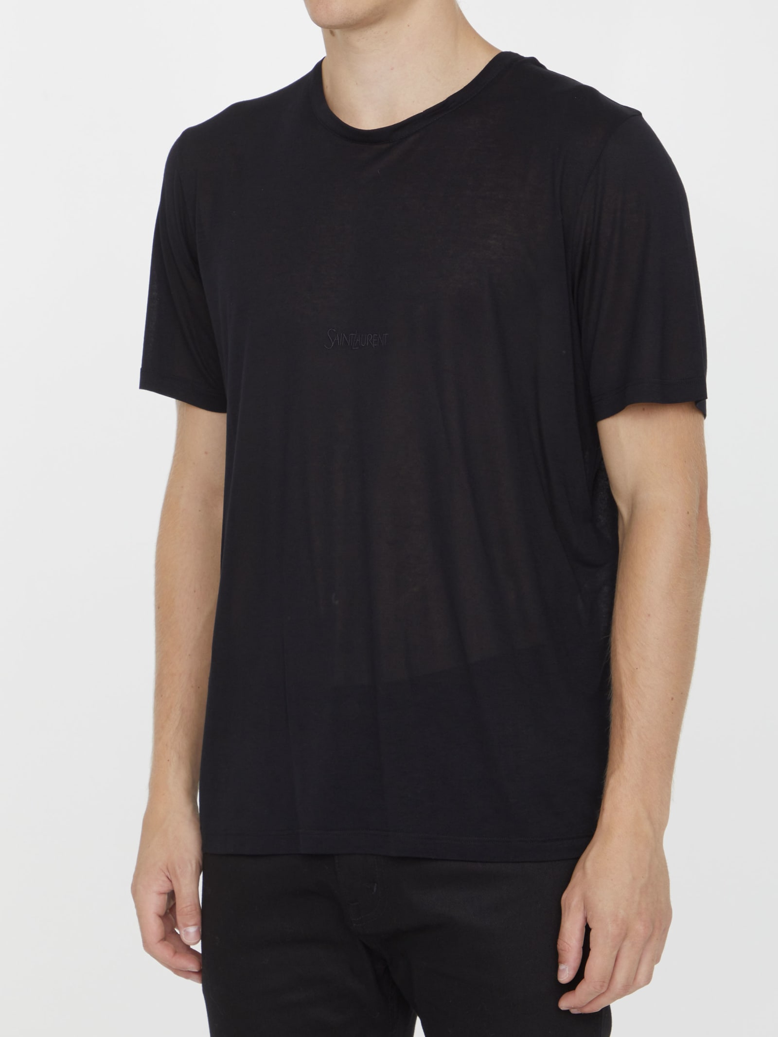 Shop Saint Laurent Black T-shirt With Logo