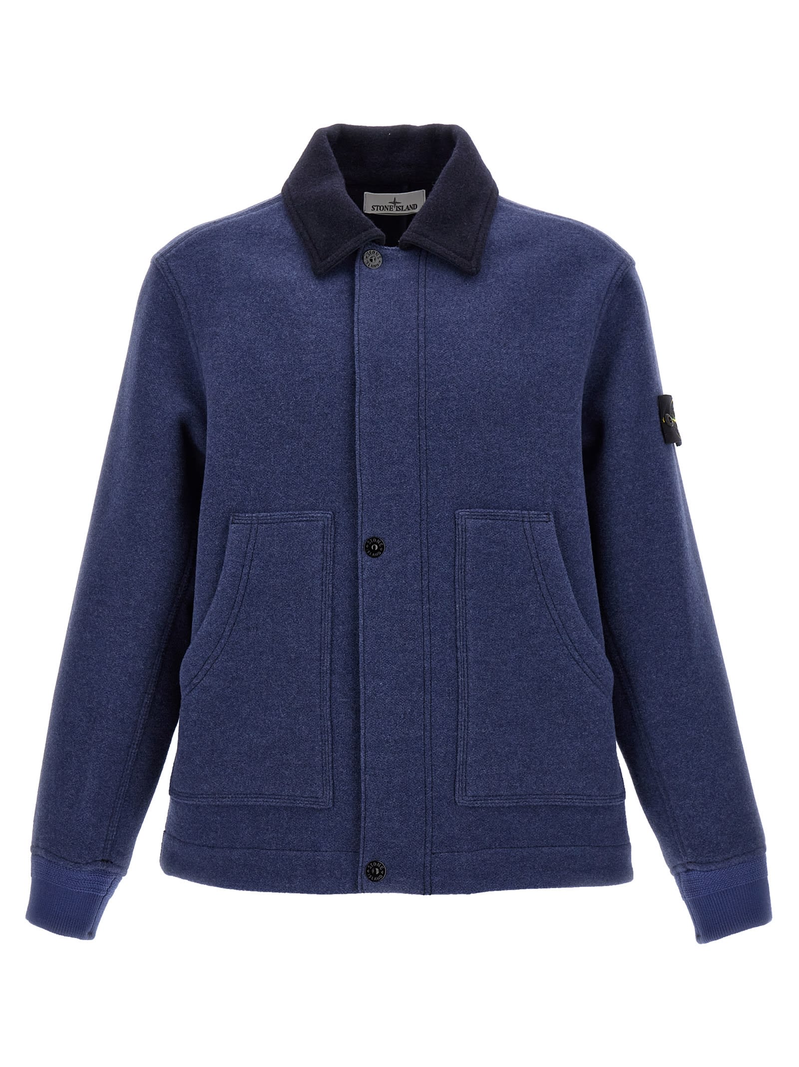 Shop Stone Island Panno Double Jacket In Blue