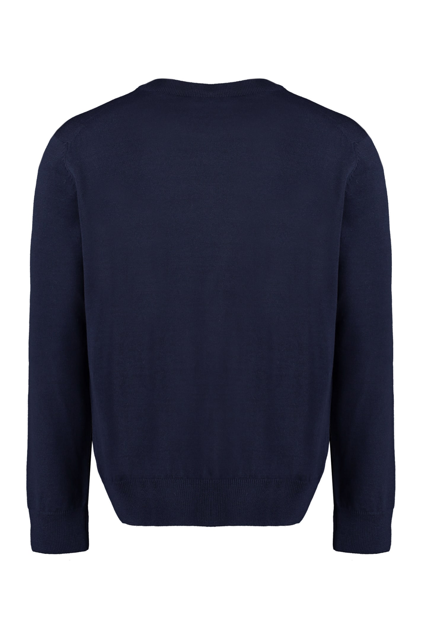 Shop Maison Kitsuné Crew-neck Wool Sweater In Blue