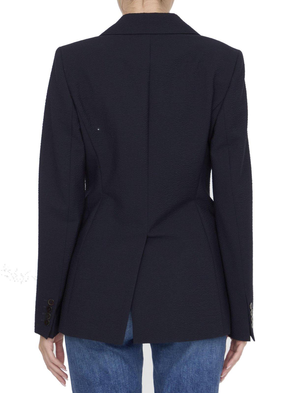 Shop Max Mara Albero Double-breasted Long-sleeved Jacket In Blue