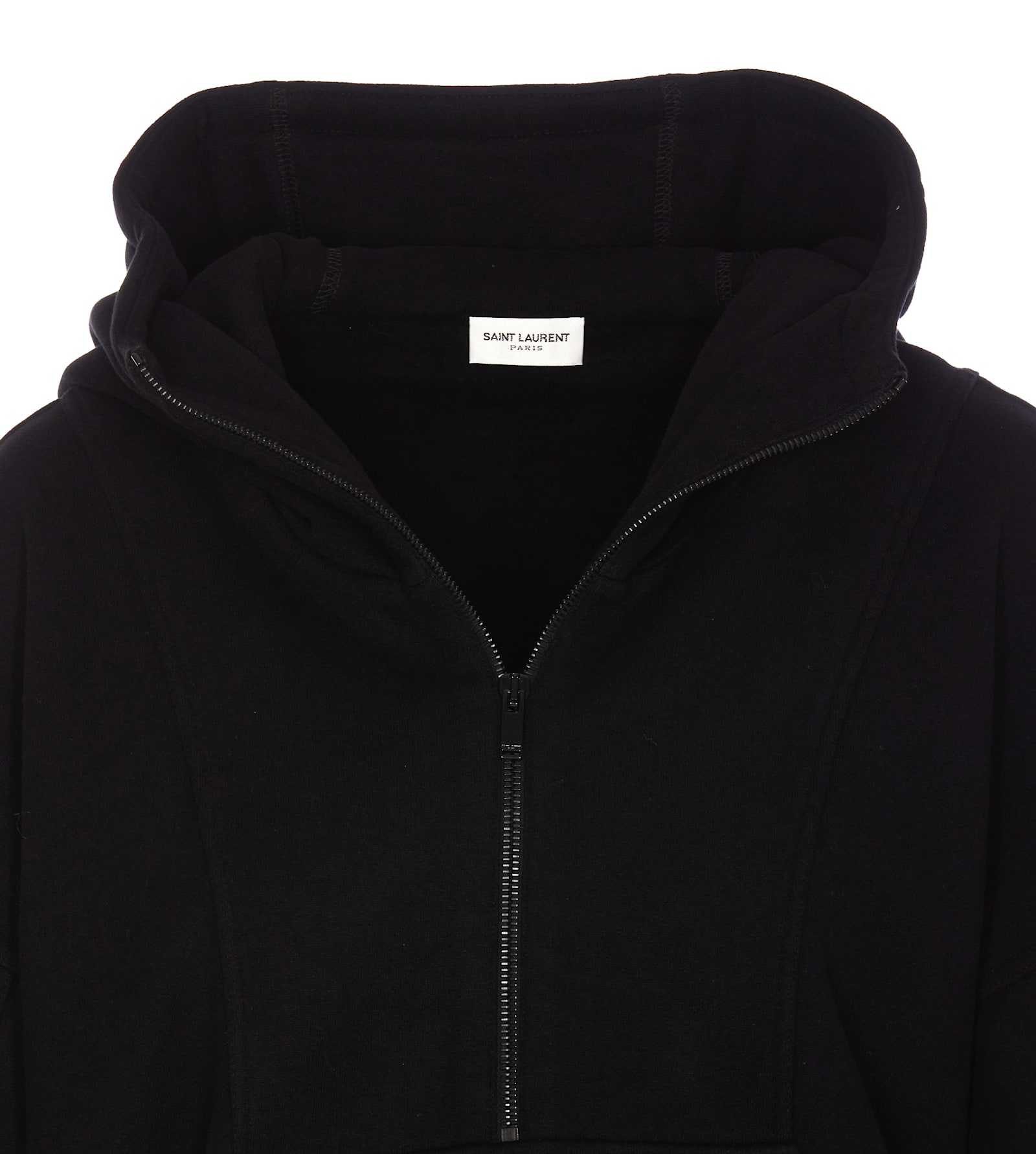 Saint Laurent Camionneur Molleton Hoodie In Black