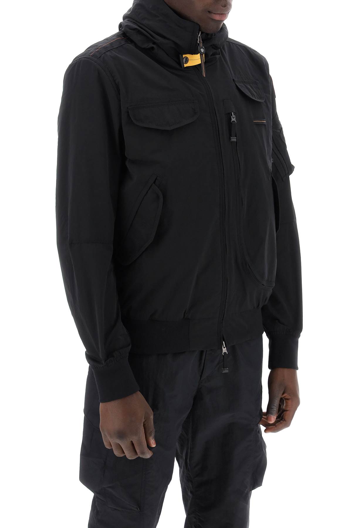 Shop Parajumpers Gobi Hooded Bomber Jacket In Black (black)