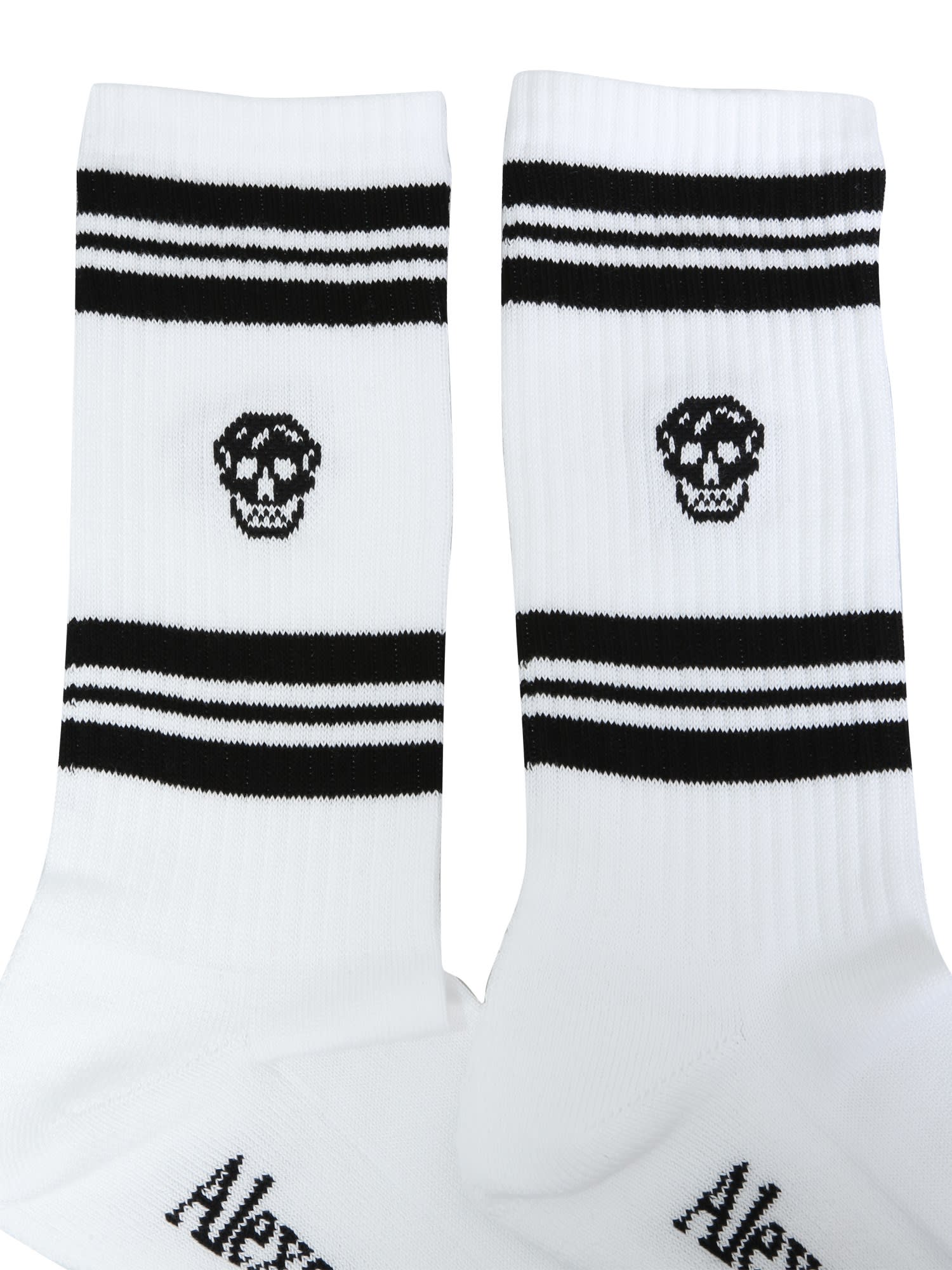 Alexander Mcqueen Logo-intarsia Metallic Cotton-blend Socks