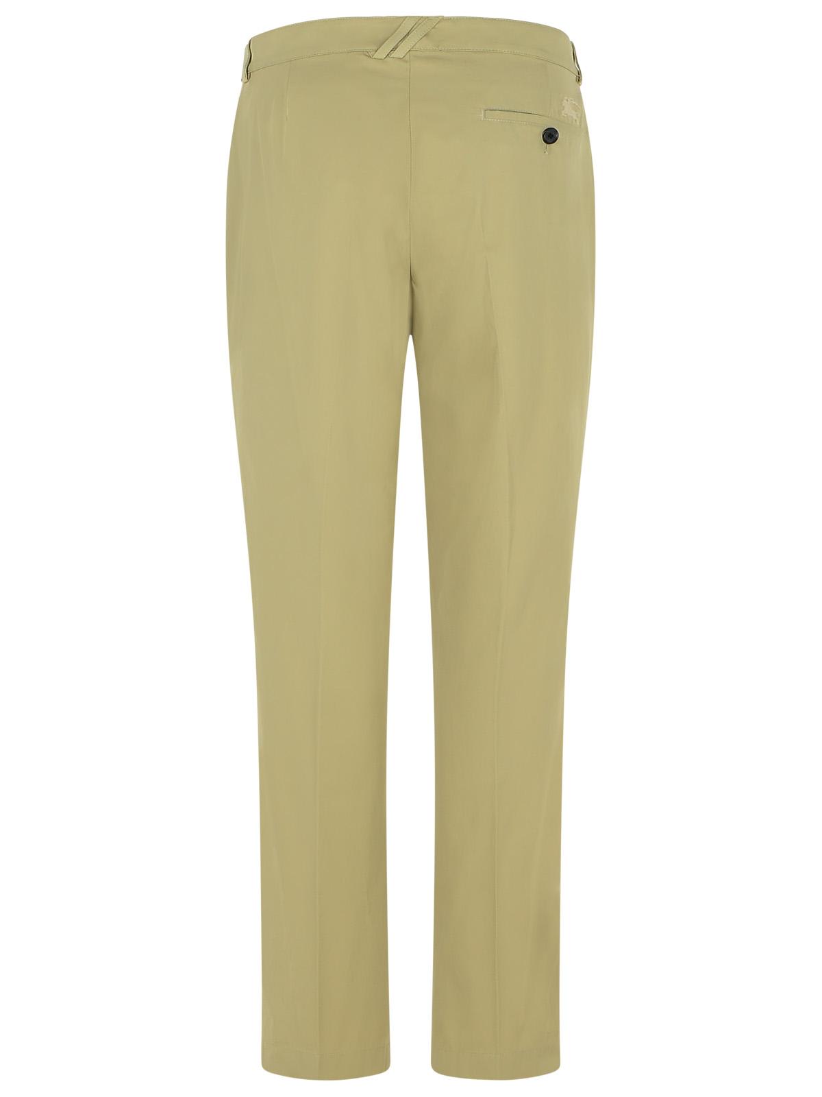 Burberry Cotton Trousers With Pockets And Loops In Green