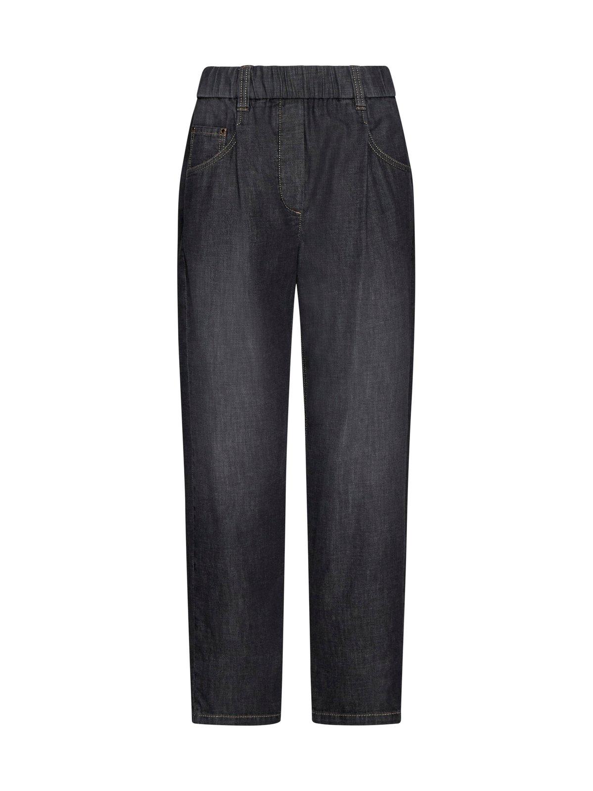 BRUNELLO CUCINELLI ELASTICATED WAISTBAND CROPPED JEANS