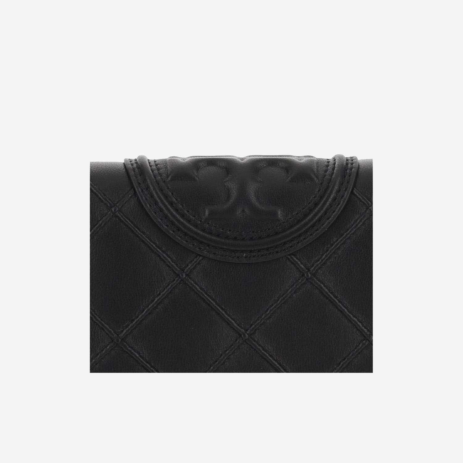 Shop Tory Burch Fleming Double Leather Wallet In Black