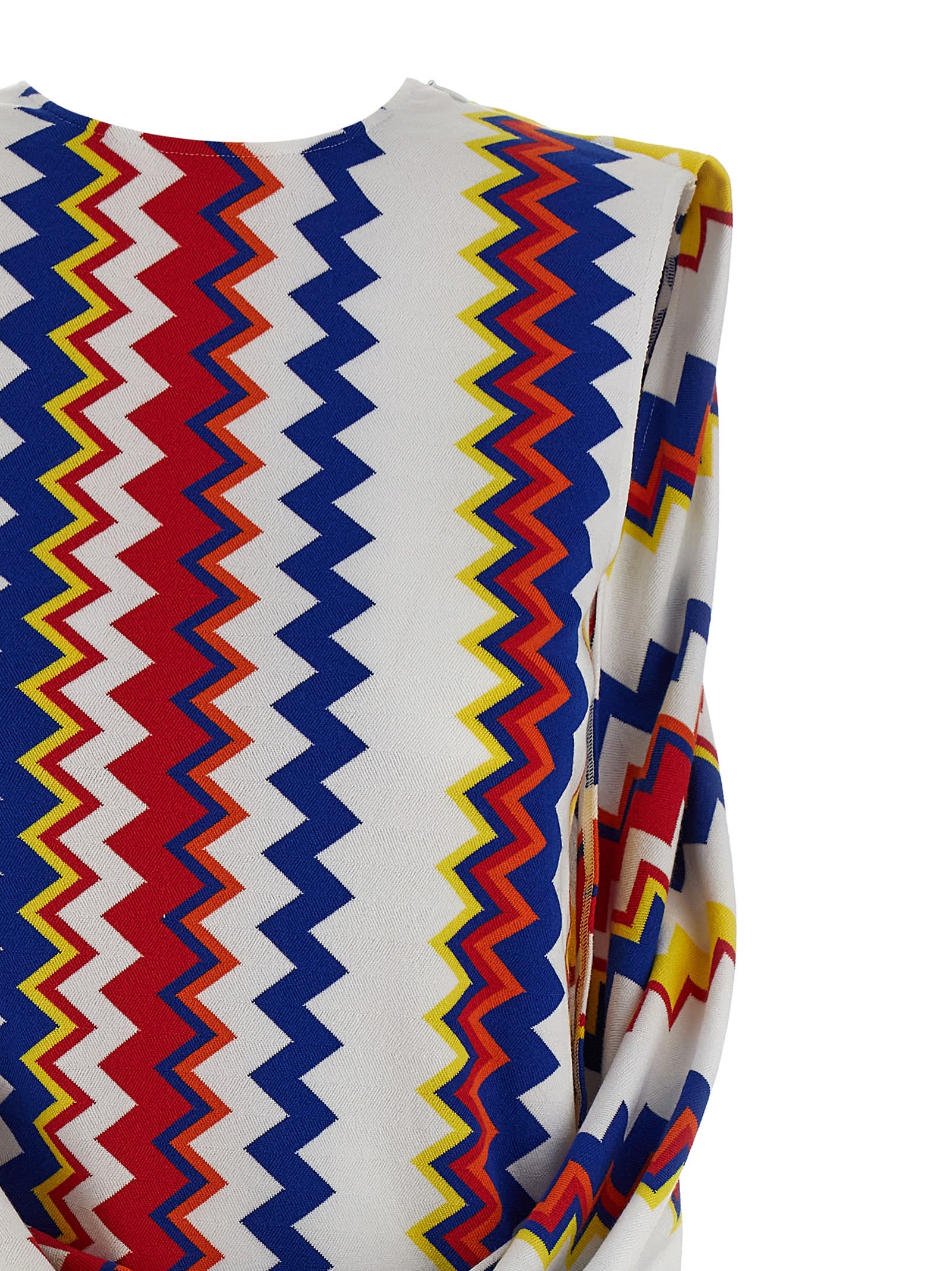 Missoni Zigzag Pattern Peplos Minidress With Draped Front In Multi