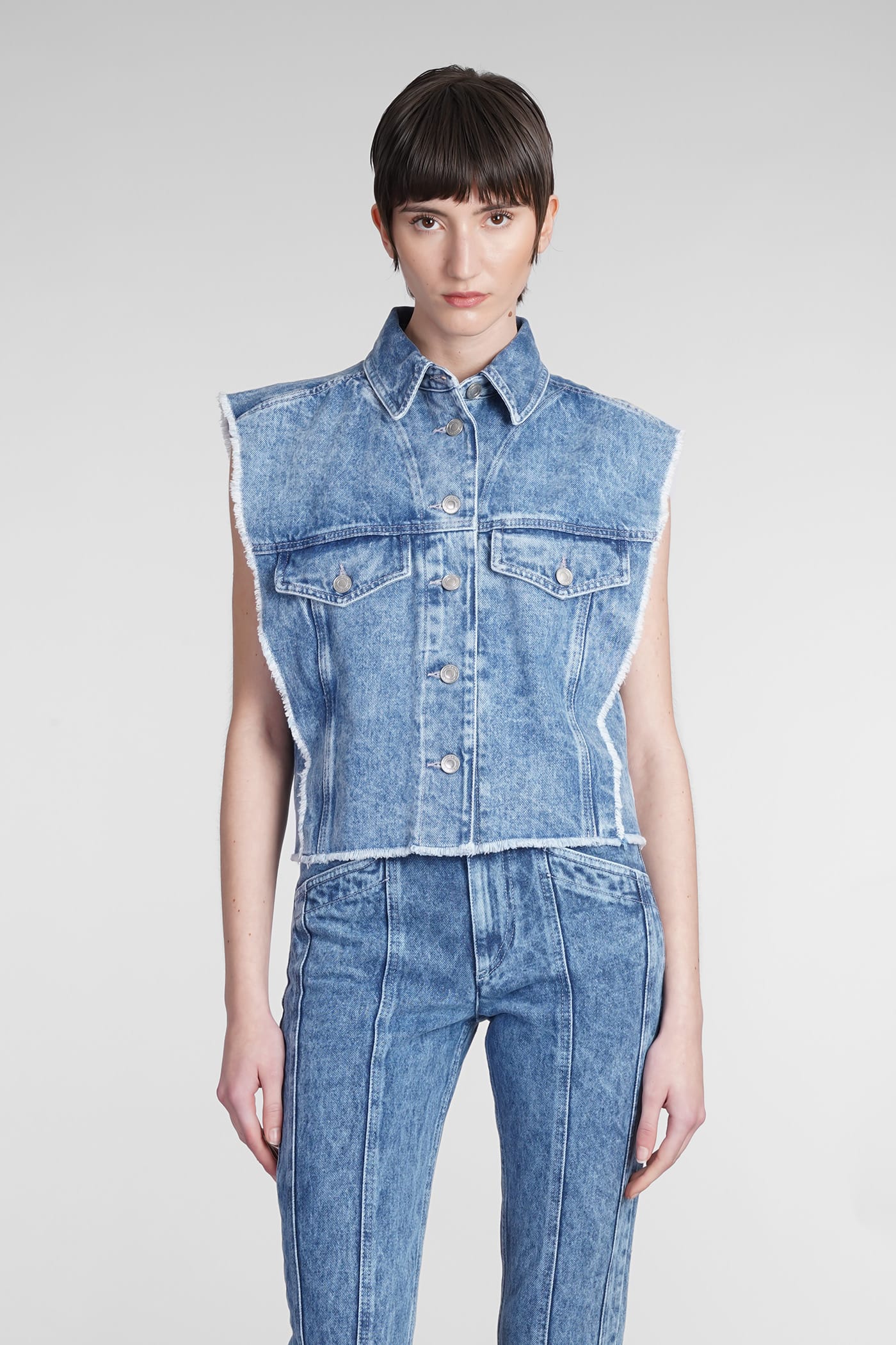 Isabel Marant Étoile Tyra Denim Vest In Cyan