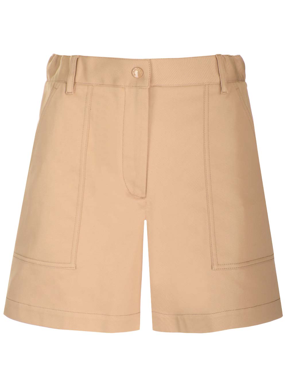 Moncler Womens Cotton Shorts In Beige