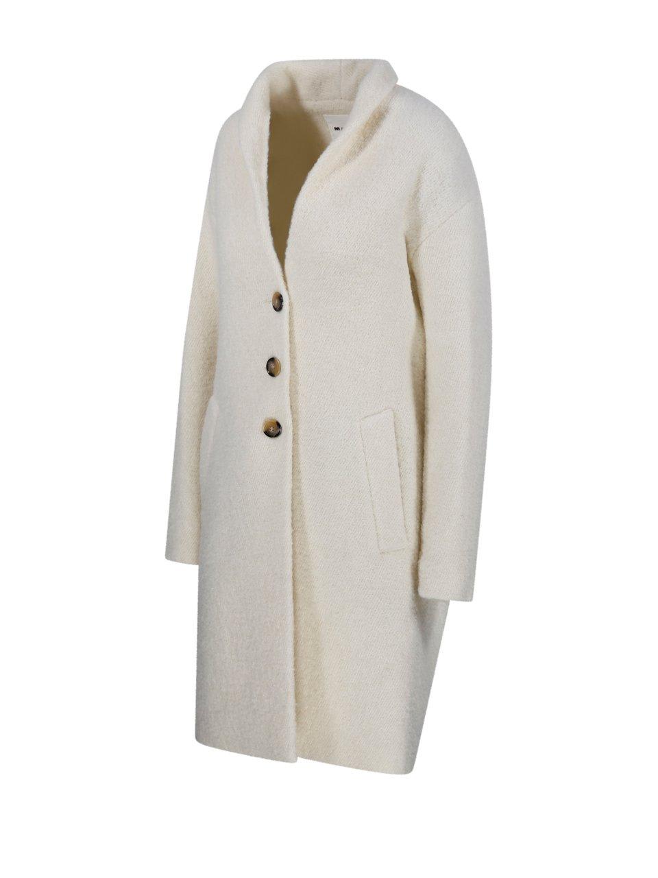 Shop Marant Etoile Single-breasted Drop Shoulder Coat In Ec Ecru