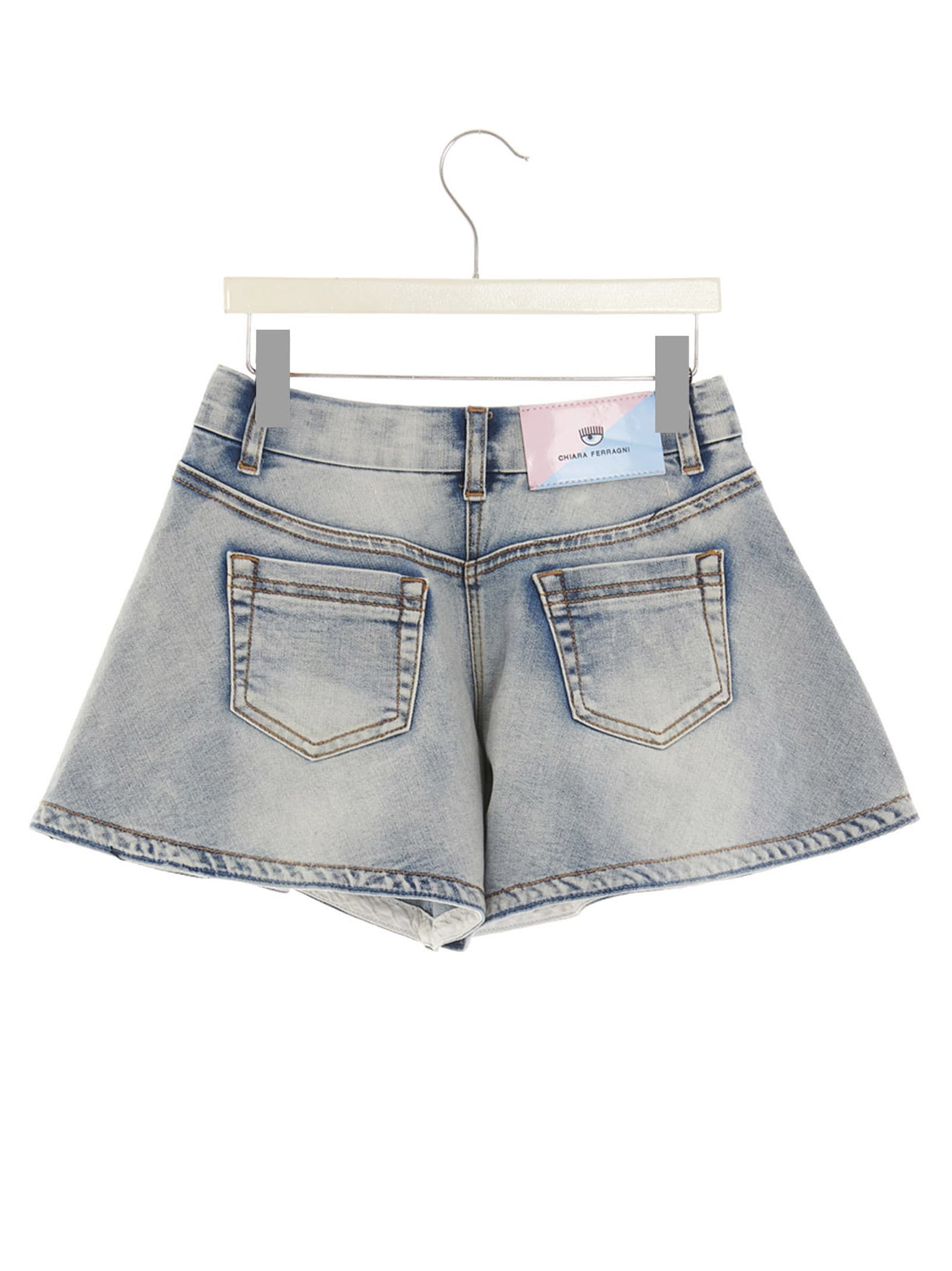 Shop Chiara Ferragni Eyestar Shorts In Denim Blue