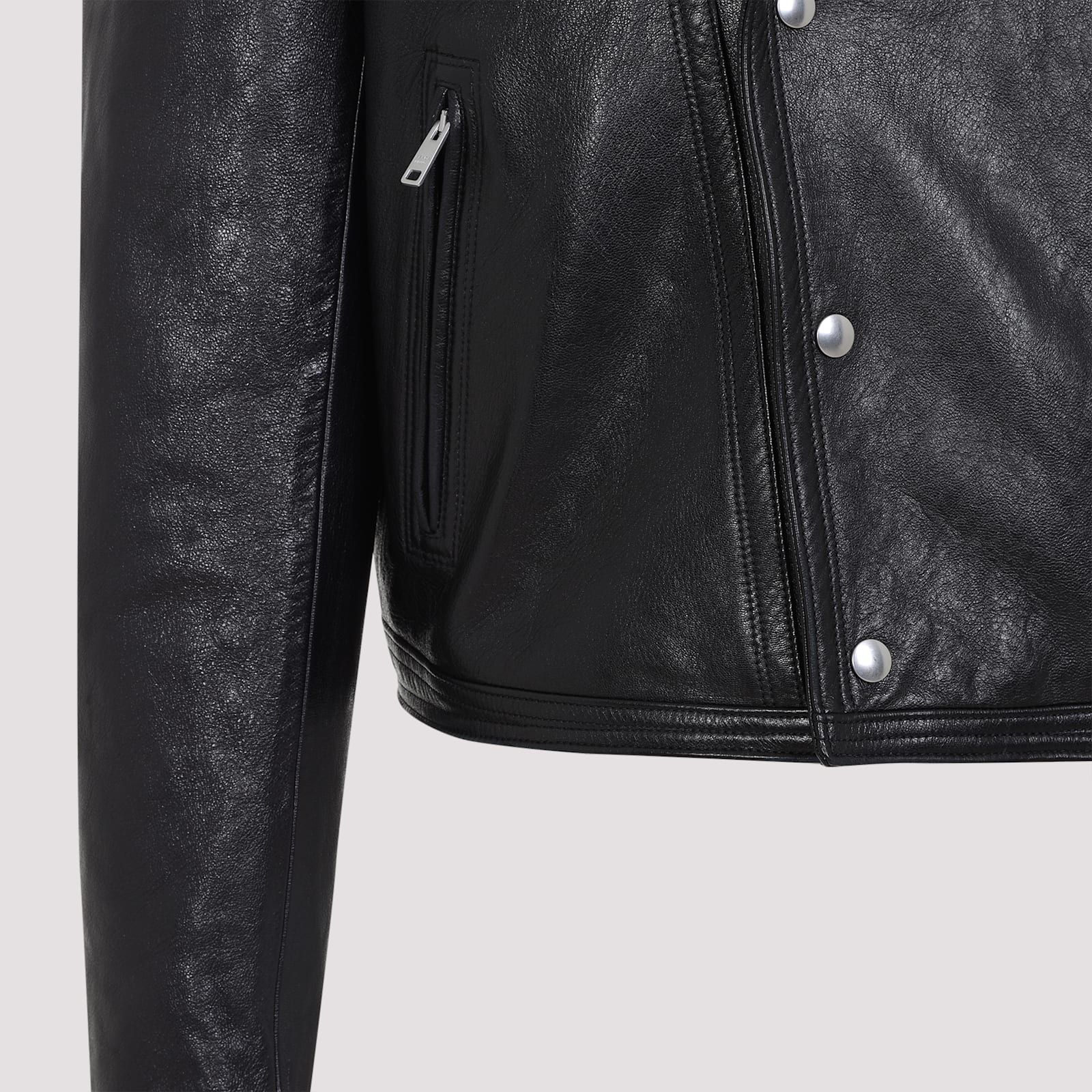 Prada Leather Biker Jacket In Nero
