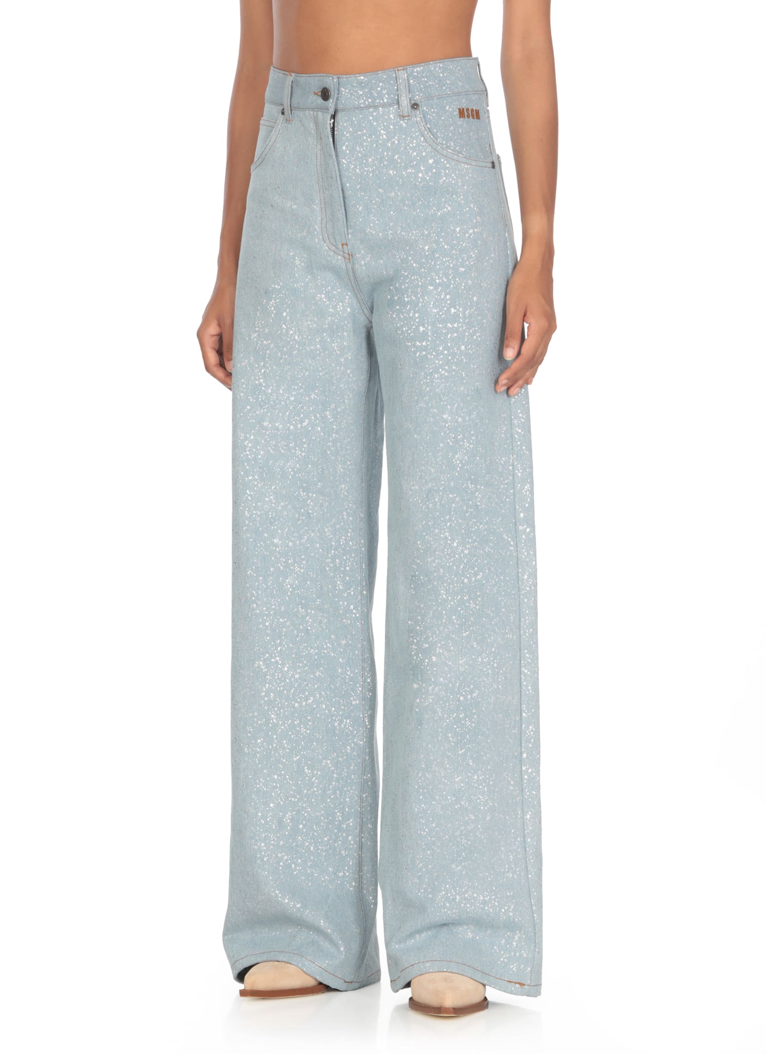 Shop Msgm Cotton Jeans In Light Blue