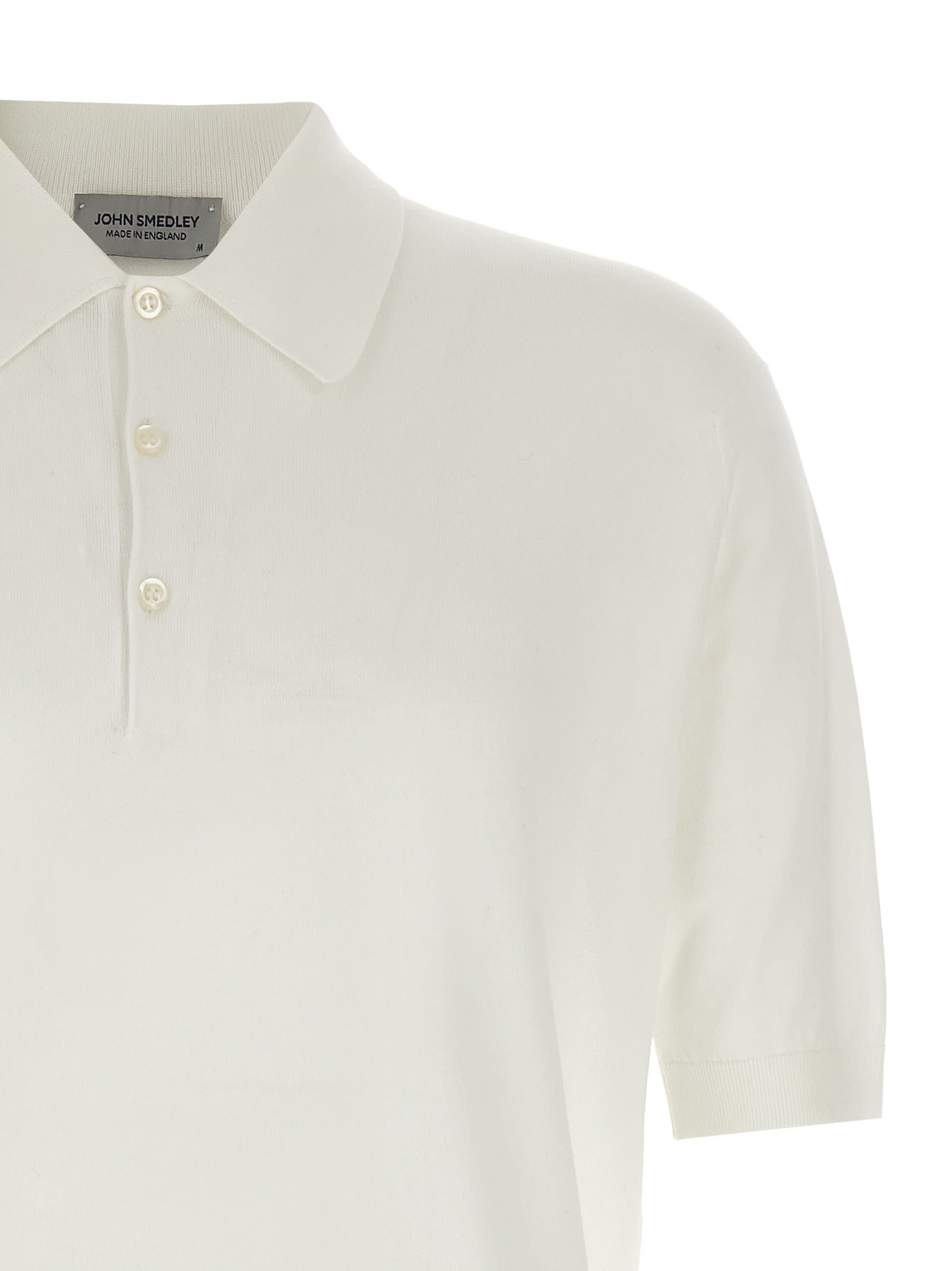 John Smedley 'isis' Short Sleeves Polo Shirt In White