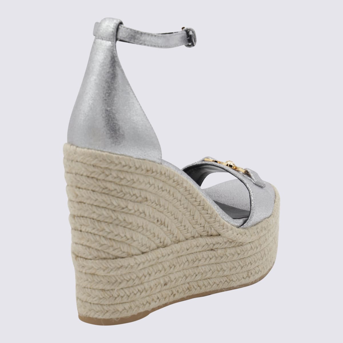Versace Women's Medusa '95 Leather Wedge Sandals In Silver