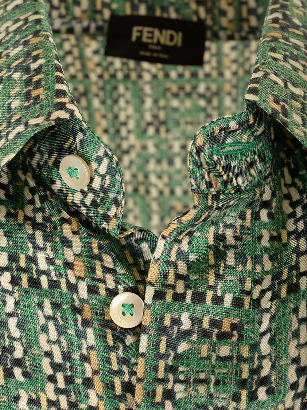 Shop Fendi Printed Silk Shirt In Green