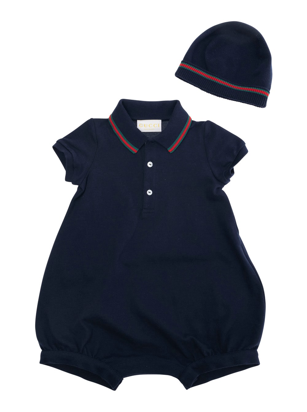 Gucci Dark Blue Tracksuit And Beanie Set In Cotton Baby In Blue