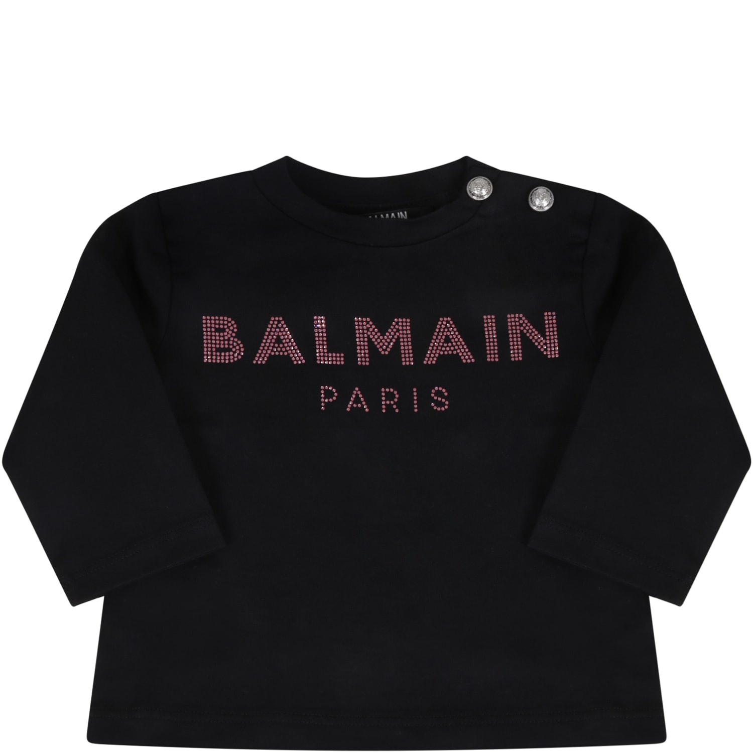 Balmain Black T-shirt For Baby Girl With Logo