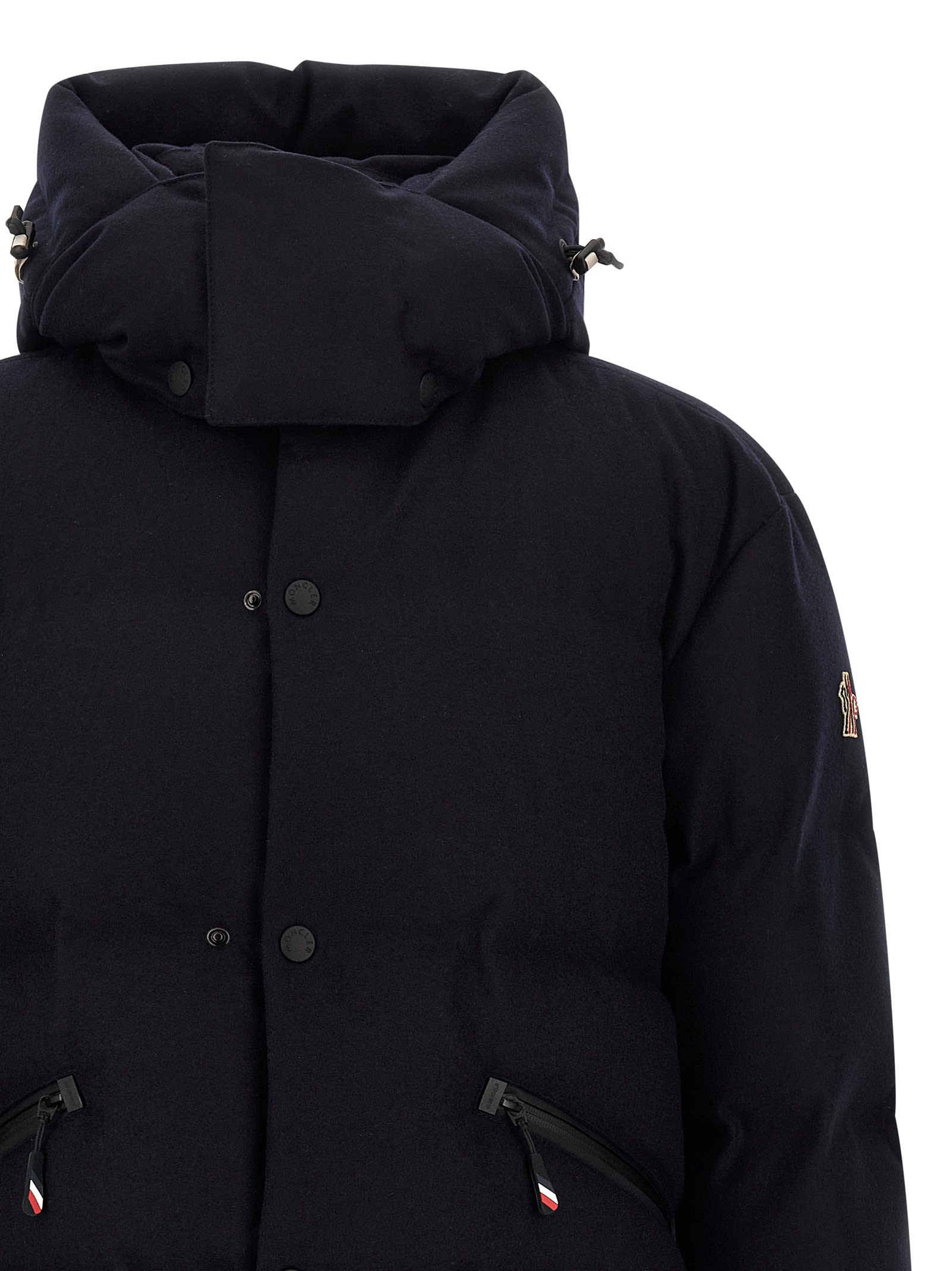 Moncler Down Jacket With Hood And Zippered Pockets In Black
