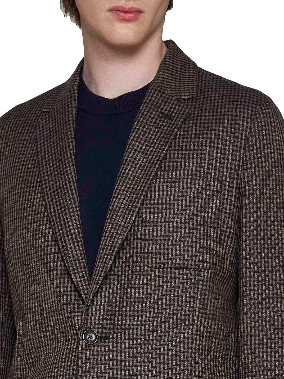 Shop Paul Smith Plaid Single-breasted Jacket In Brown