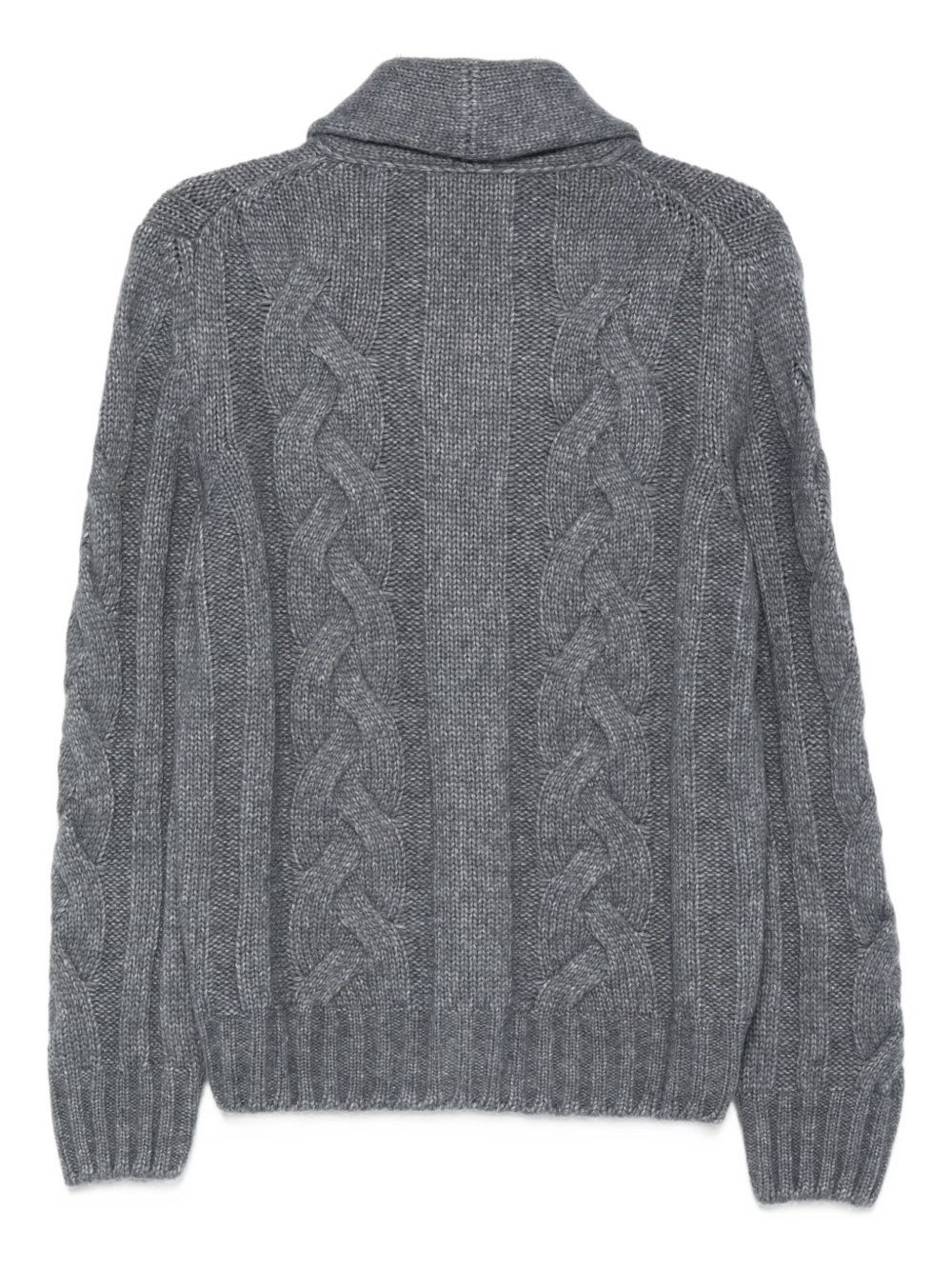 Barba Napoli Barba Cardigan With Shawl Collar In Cable Knit In Gray