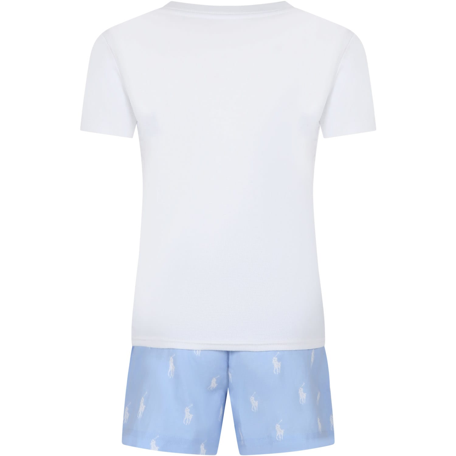 Shop Ralph Lauren Light Blue Cotton Pajamas For Boy With Pony