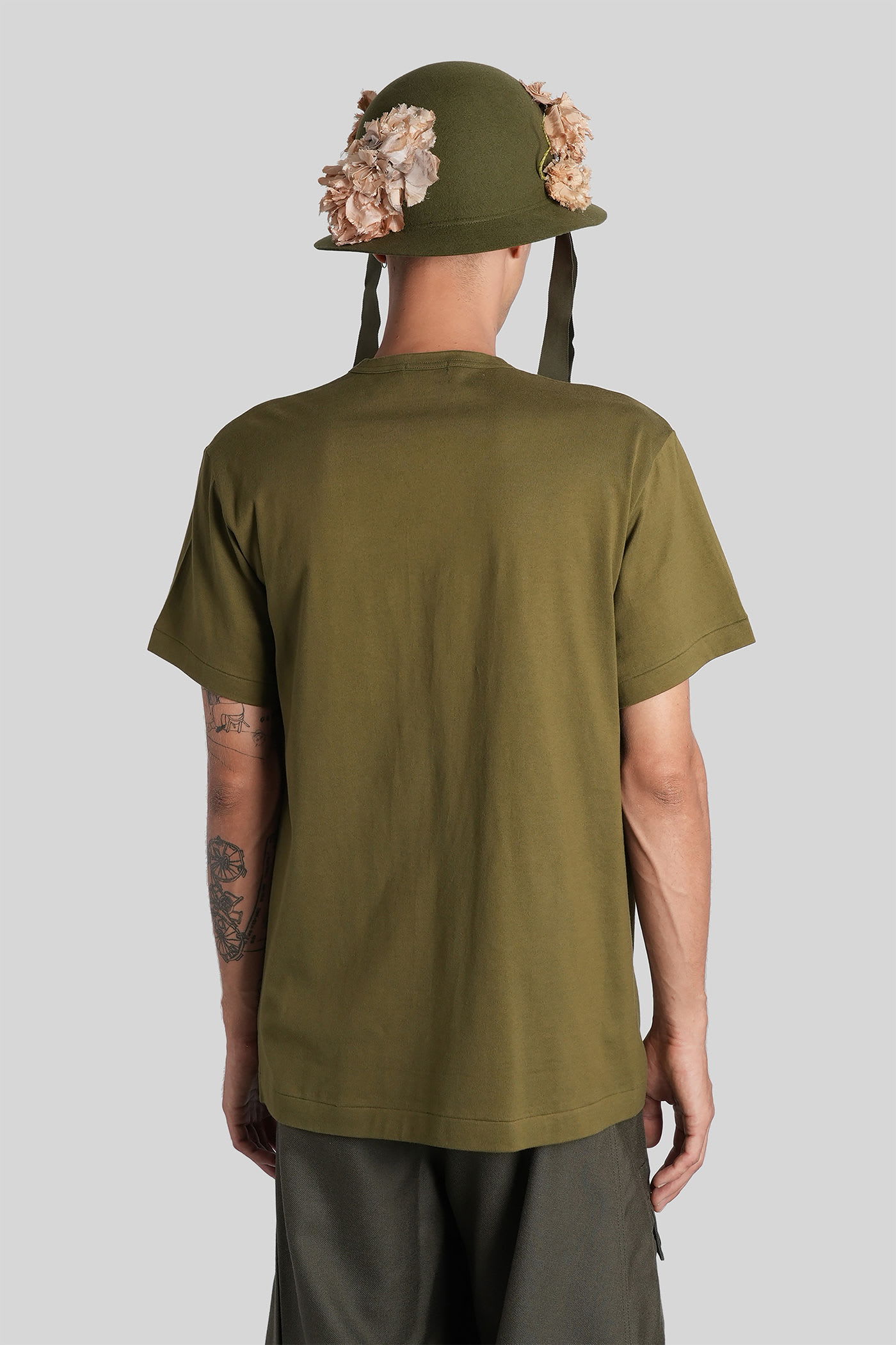 Comme Des Garçons Homme Deux Pocket-detail Round-neck T-shirt In Green