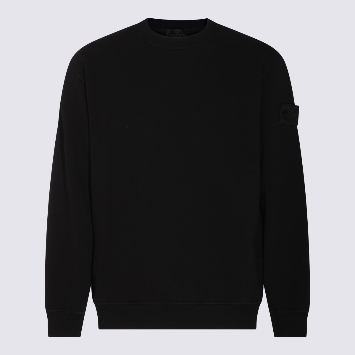 Stone Island Stretch Cotton Fleece Ghost Crewneck Sweatshirt In Black