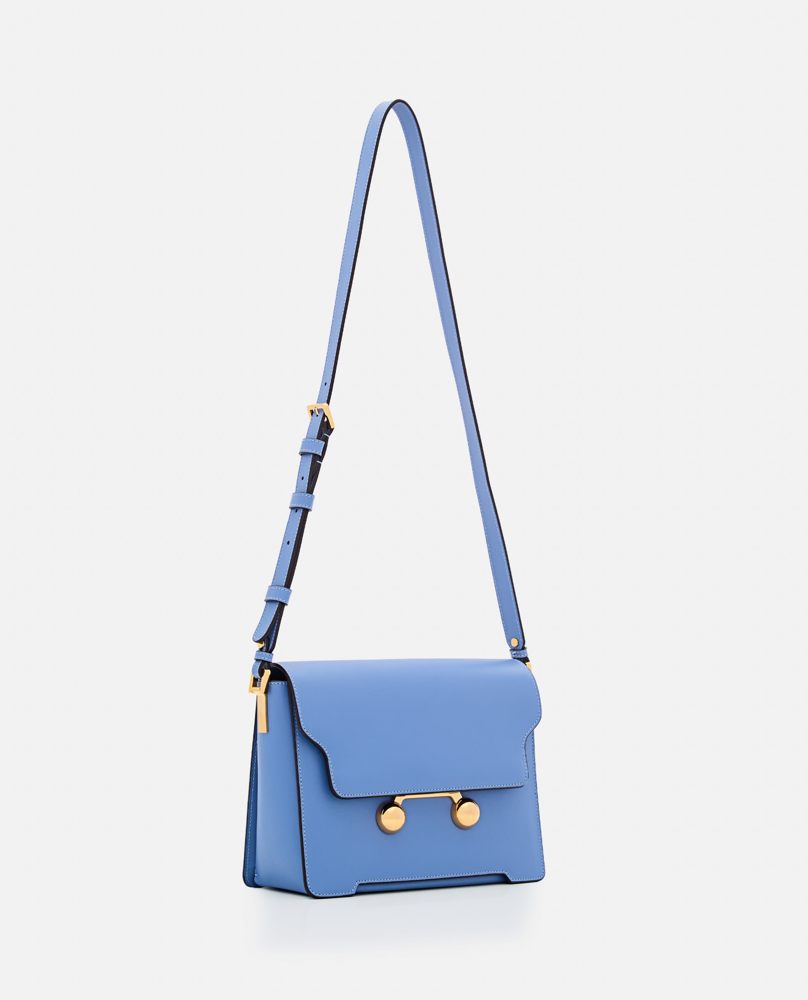 Shop Marni Medium Leather Shoulder Bag In Polvere