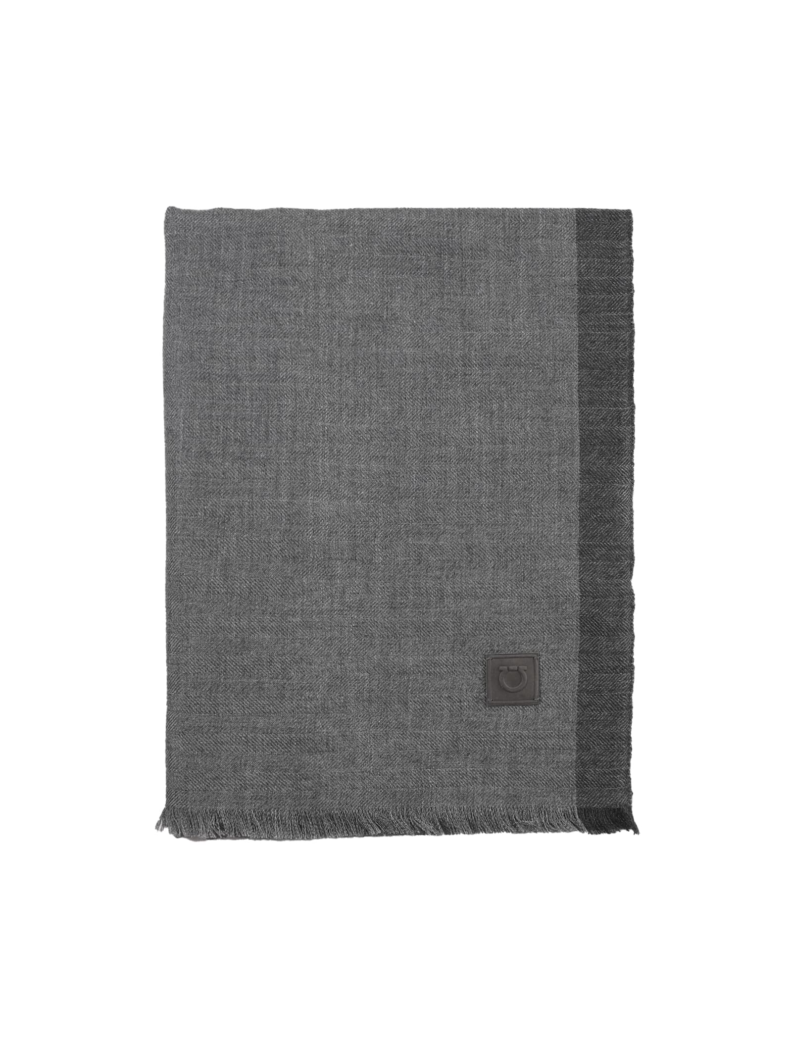Ferragamo Scarf In Silk And Cashmere In Grey